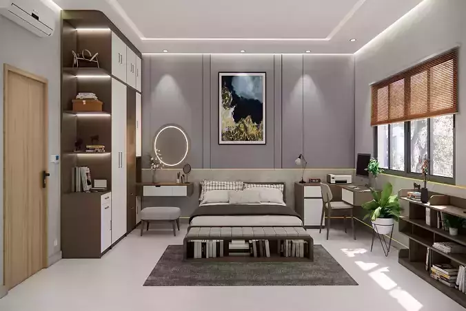 Model Bedroom Interior 3D Model Cozy and Realistic Design 3D model