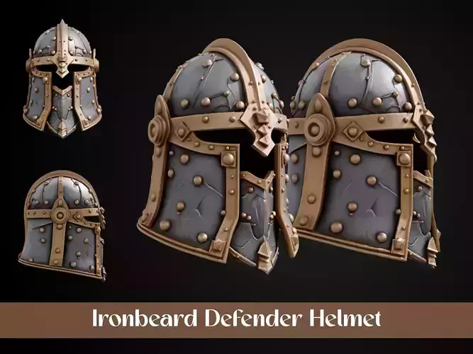 Stylized Dwarf Helmet - Ironbeard Defender 3D print model