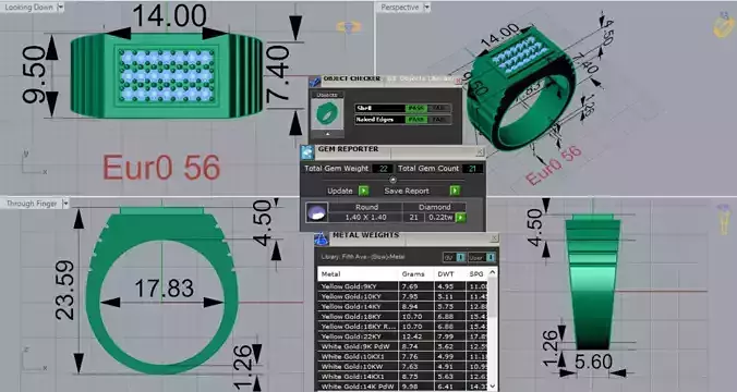 White Gold stl 3dm Ring with Sapphires and Diamonds mr0272