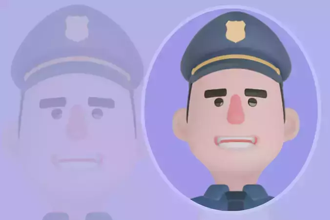Cartoon 3D Police Officer with Gear - Stylized Cop Character