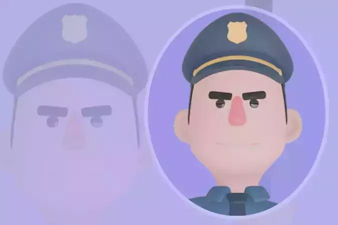 3D Cartoon Police Officer with Euro Symbol and Whiteboard