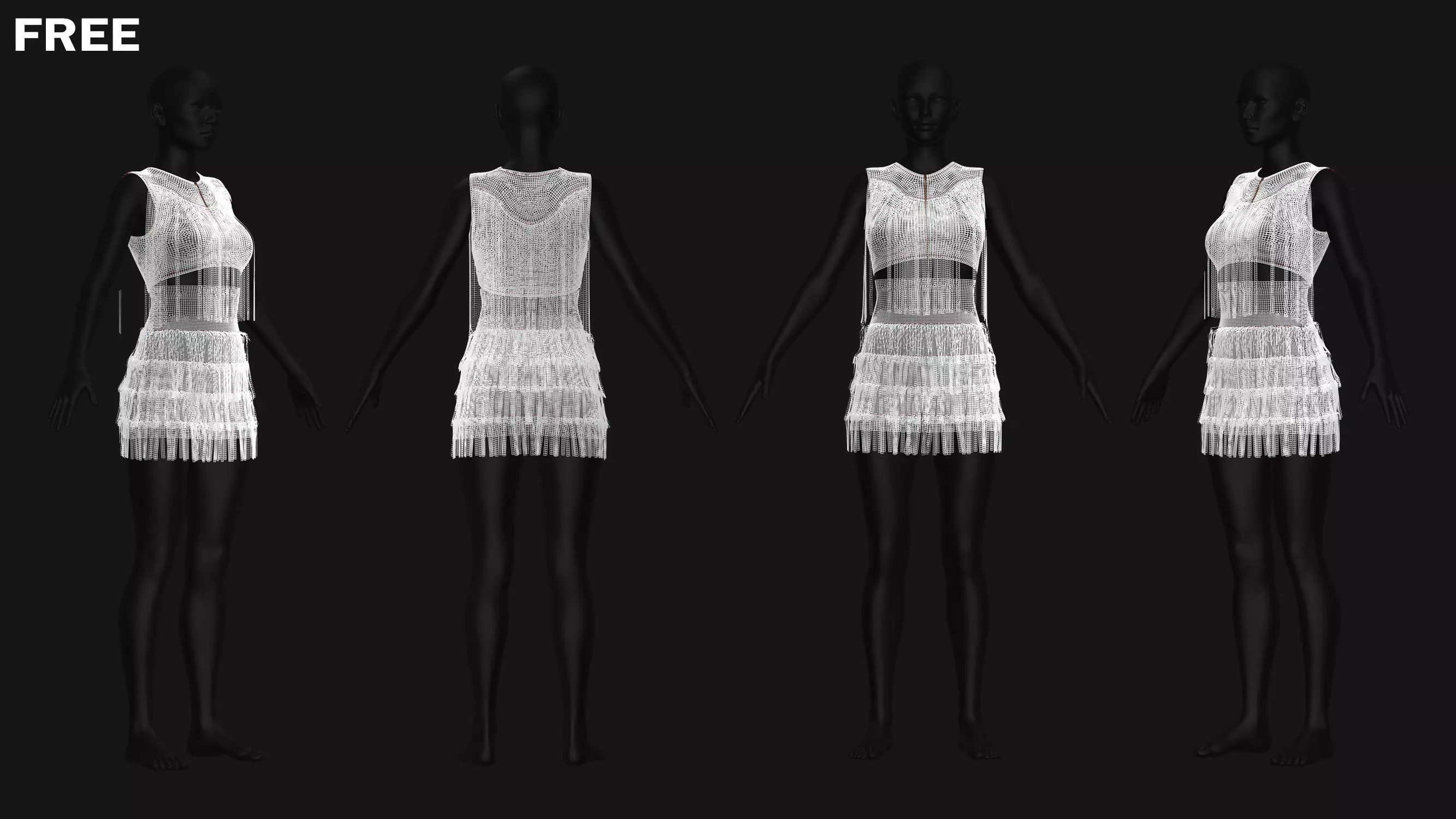 Female Outfit Collection Free low-poly 3D model_4
