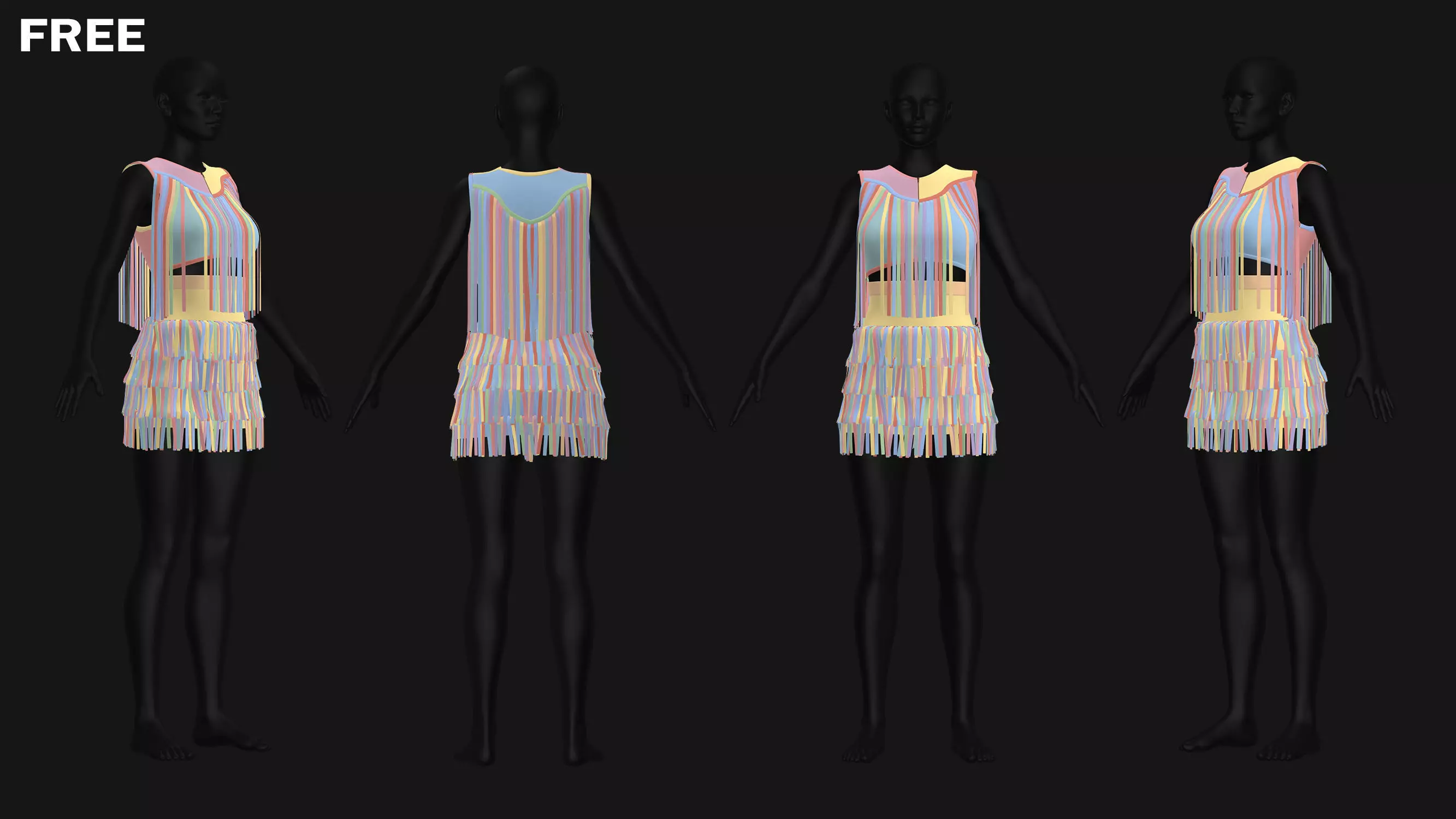 Female Outfit Collection Free low-poly 3D model_3