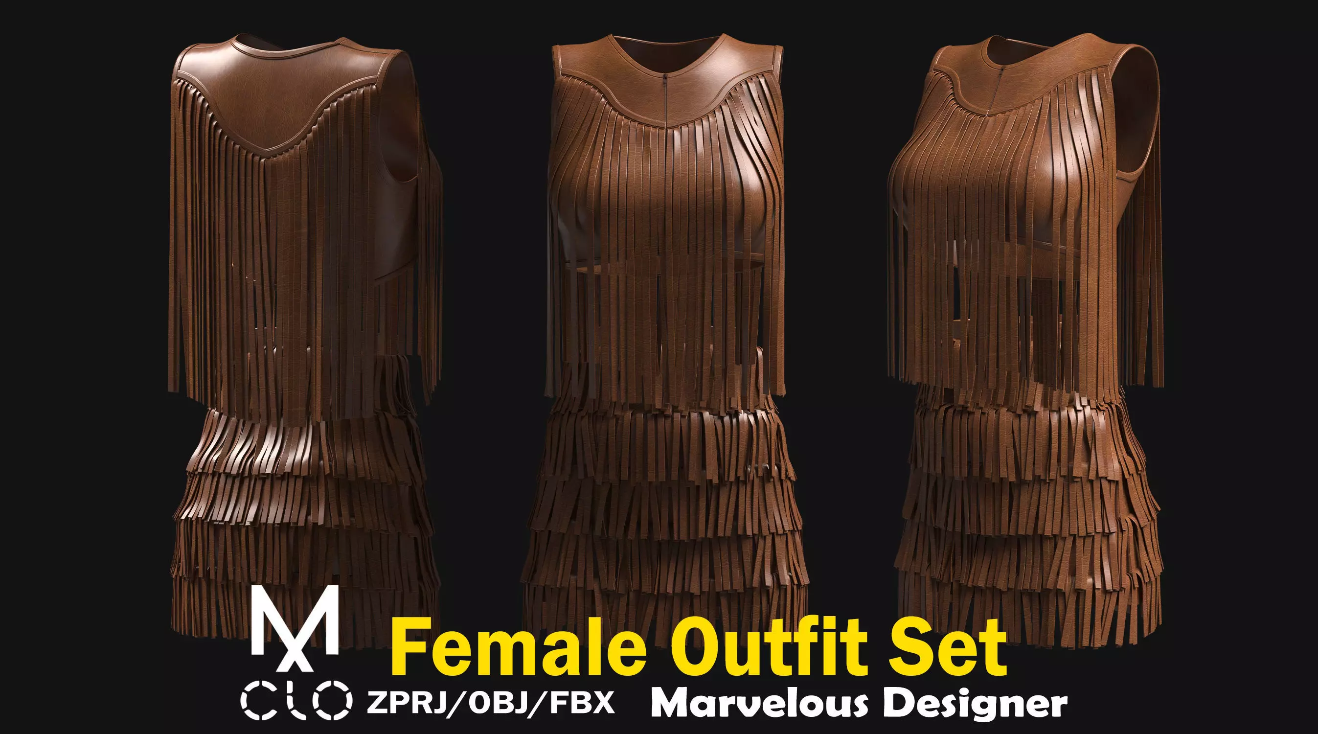 Female Outfit Collection Free low-poly 3D model_0