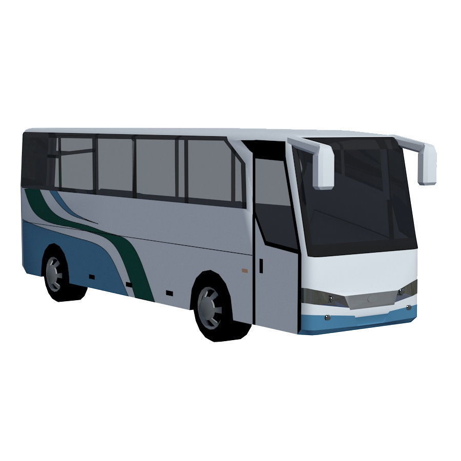 Low poly BUS set Low-poly 3D model_10