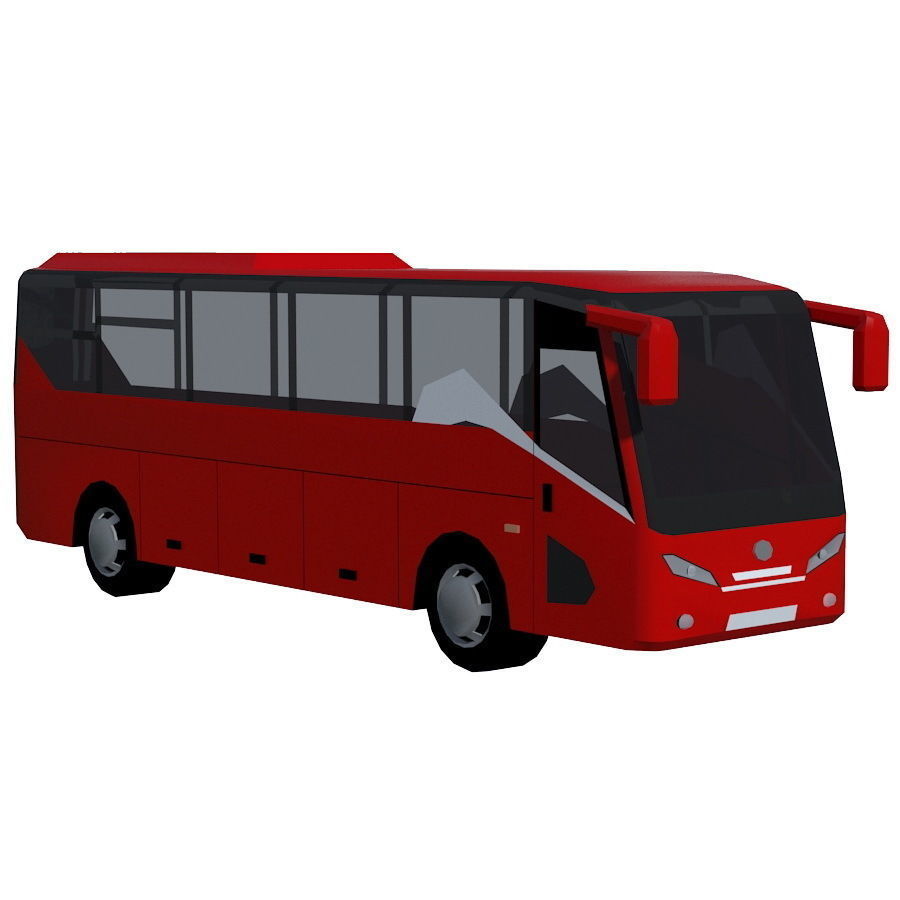 Low poly BUS set Low-poly 3D model_9