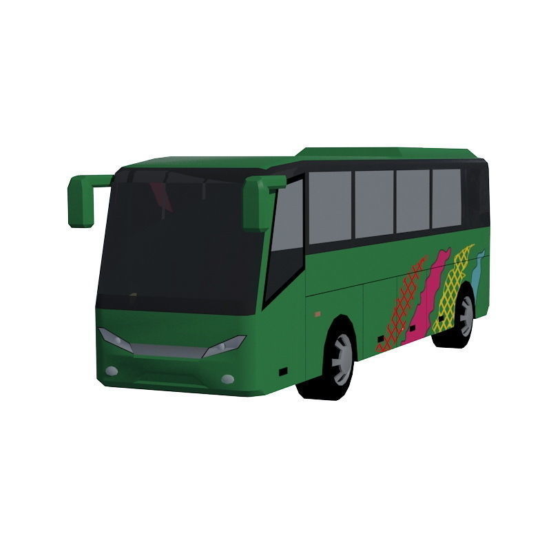Low poly BUS set Low-poly 3D model_1