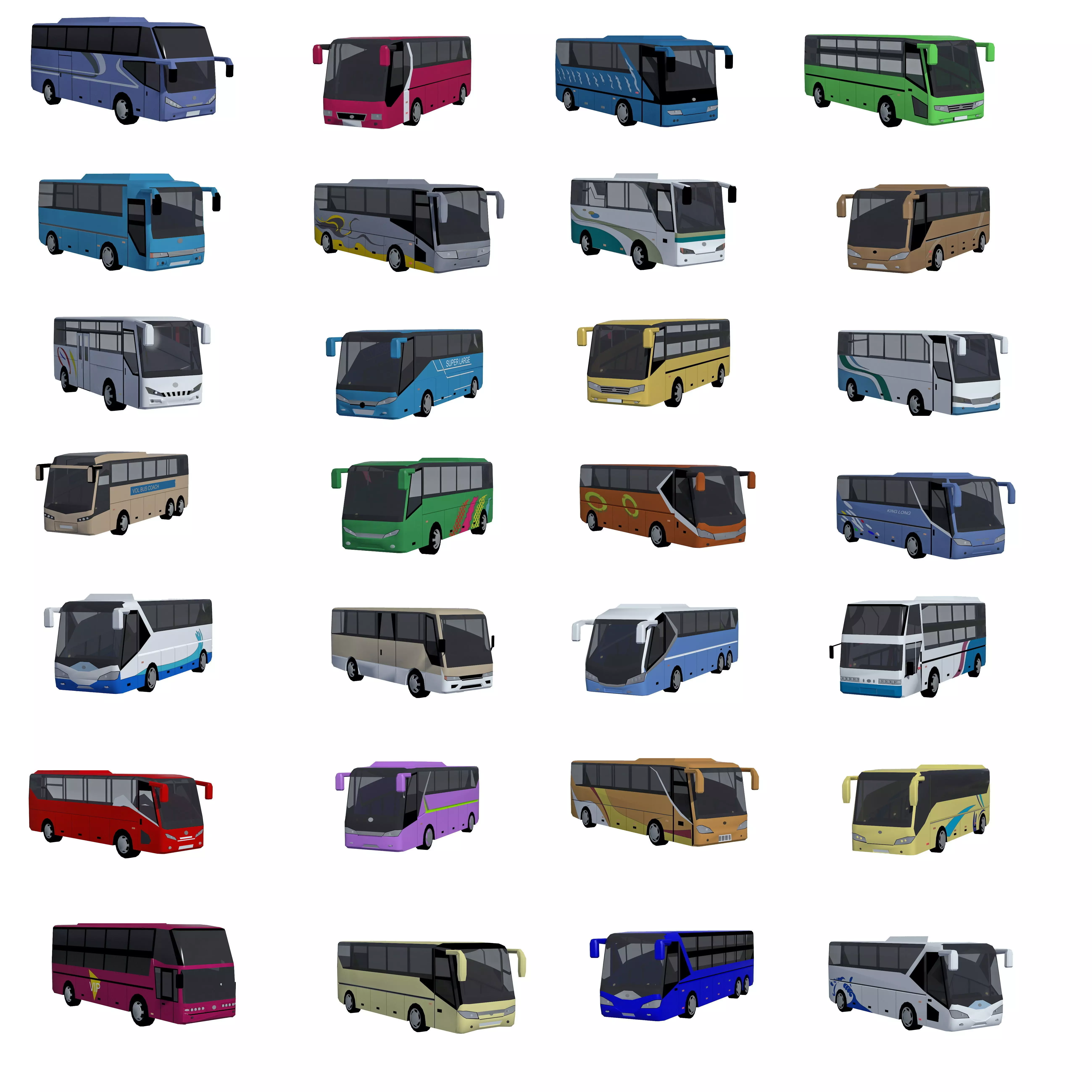 Low poly BUS set Low-poly 3D model_0