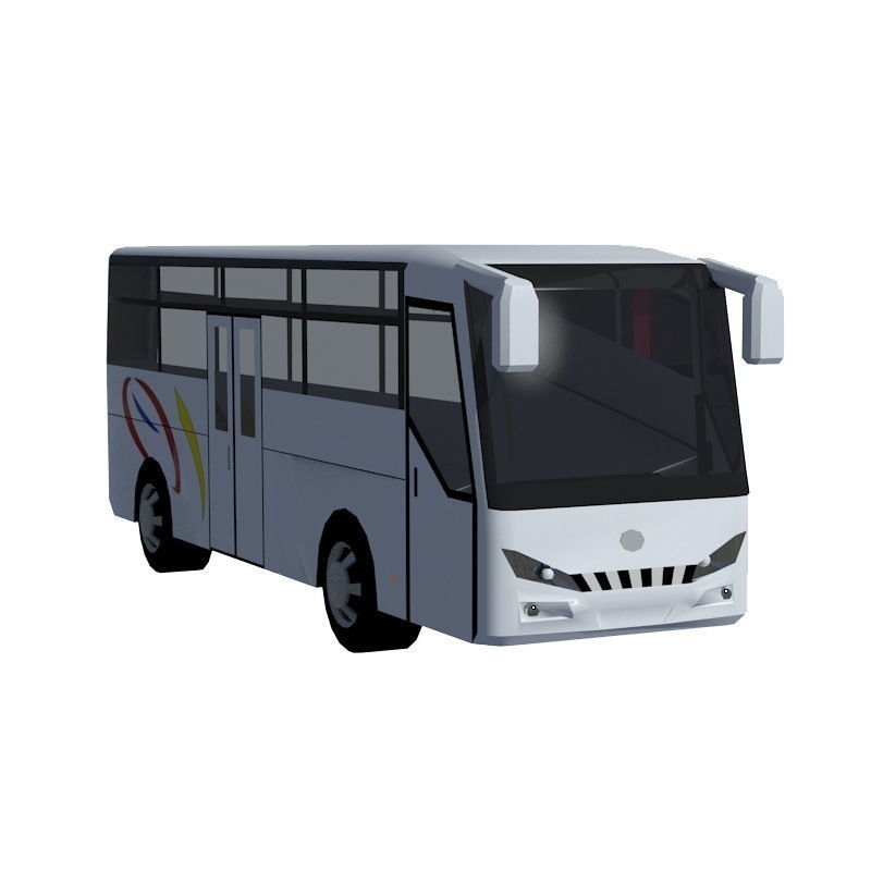 Low poly BUS set Low-poly 3D model_3