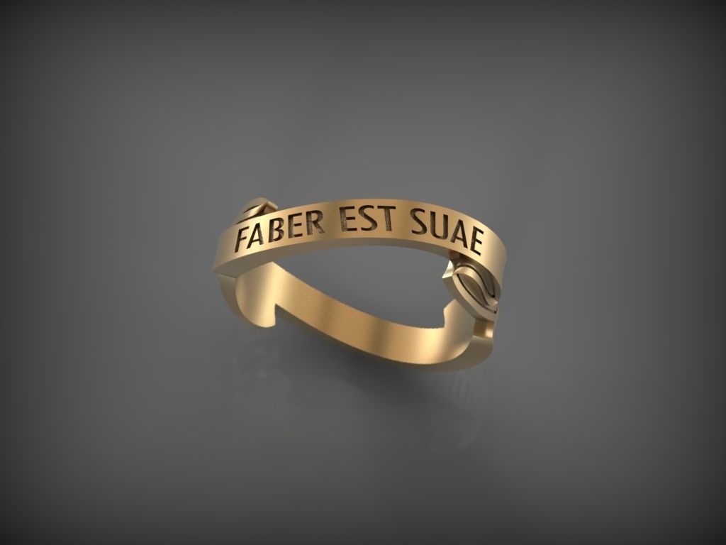 Ring FABER EST SUAE QUISQUE FORTUNAE 3D print model_0