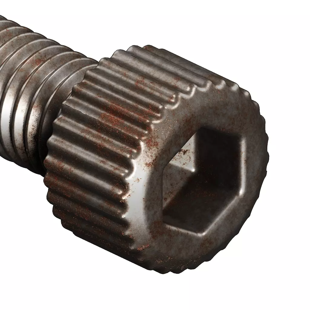 Rusty Steel Socket Bolt 3D model_3