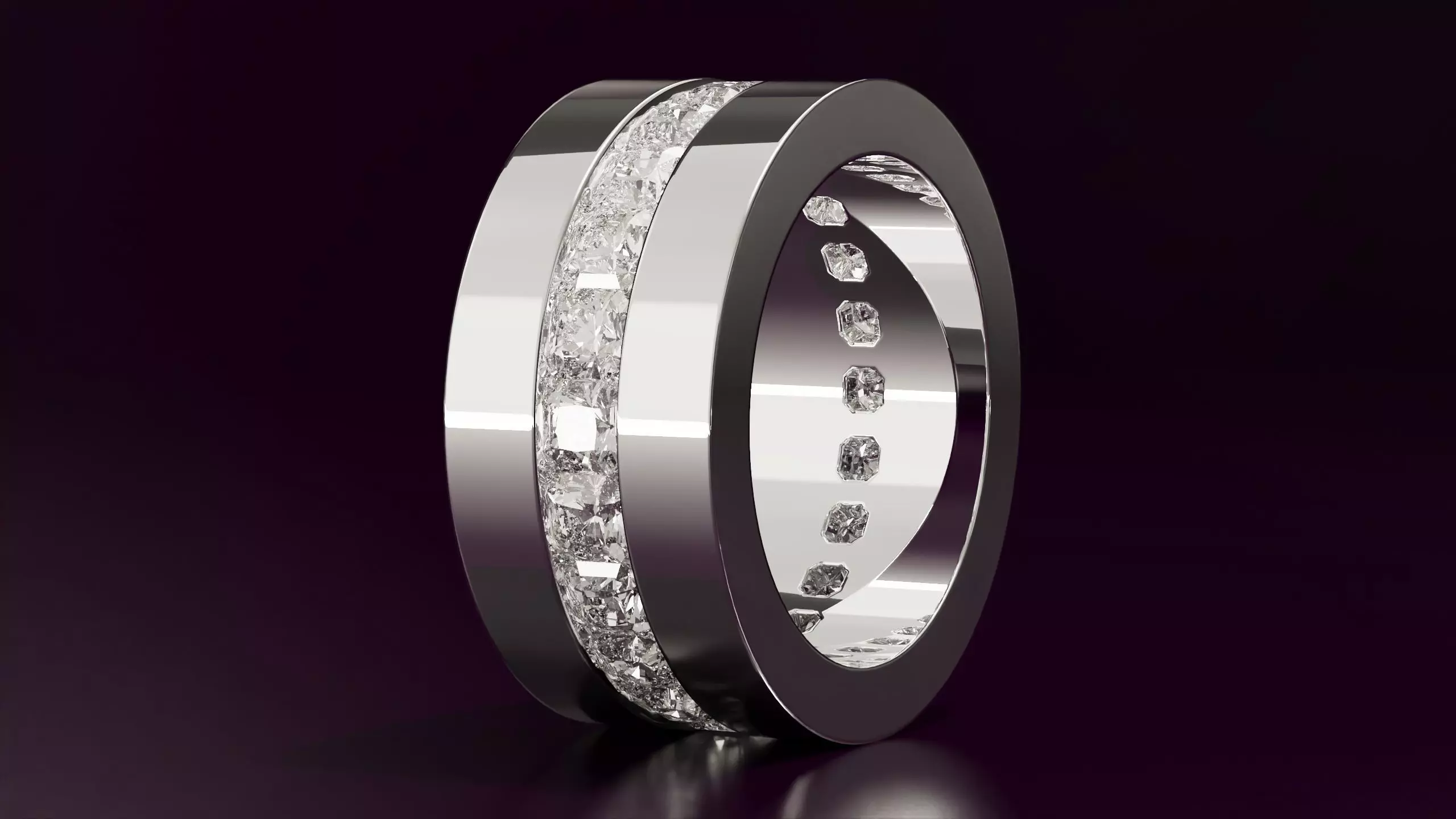 Channel Set Radiant Square Eternity Ring N04 3036CT EU54 Free 3D print model