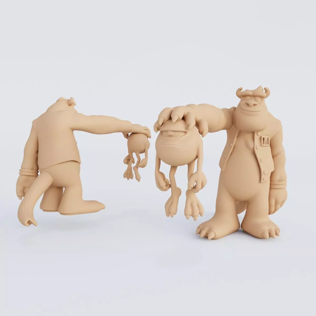3D Printable Monsters Corporation Figurine Set STL Format 3D print model_7