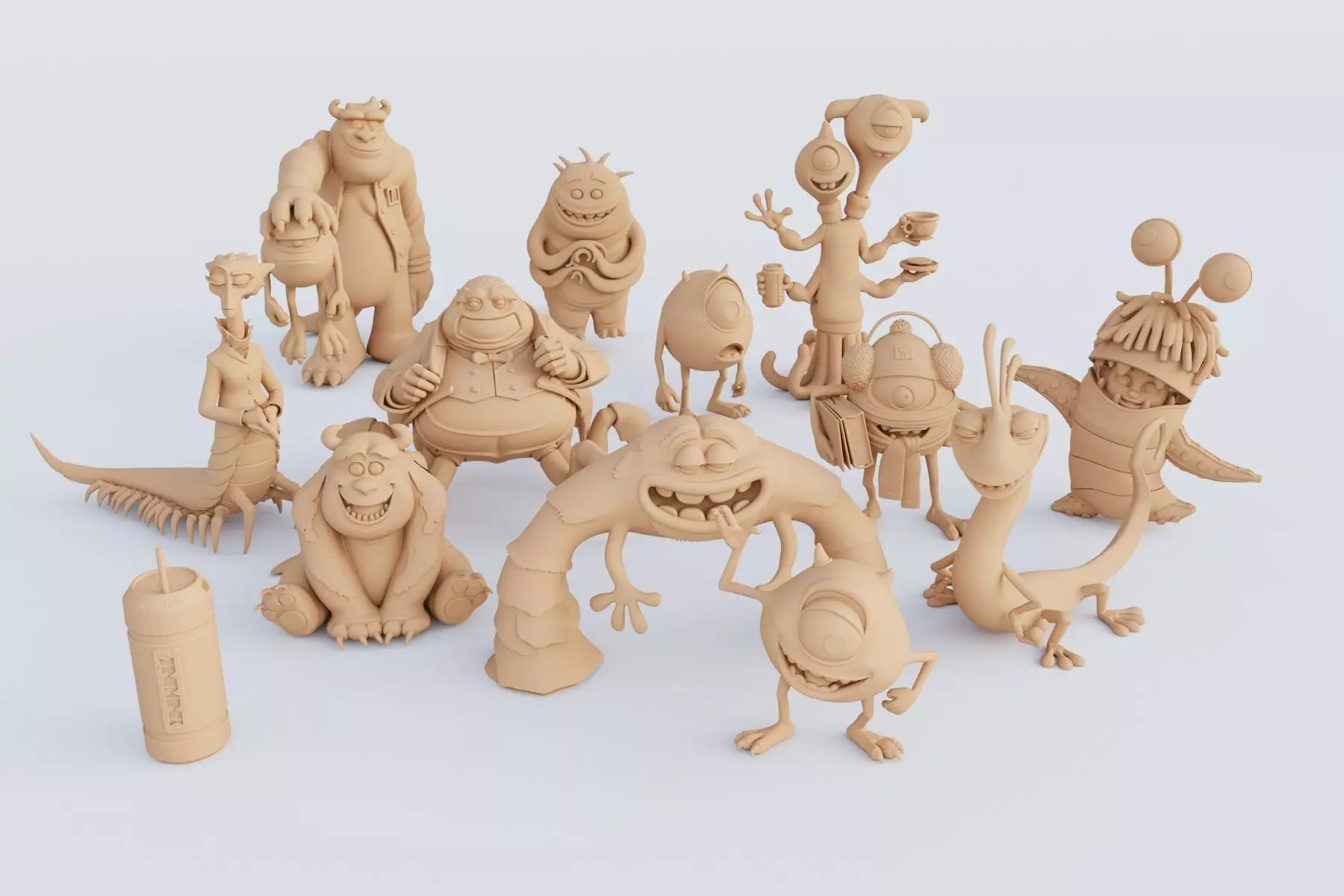 3D Printable Monsters Corporation Figurine Set STL Format 3D print model_0