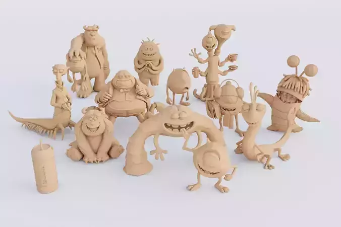 3D Printable Monsters Corporation Figurine Set STL Format