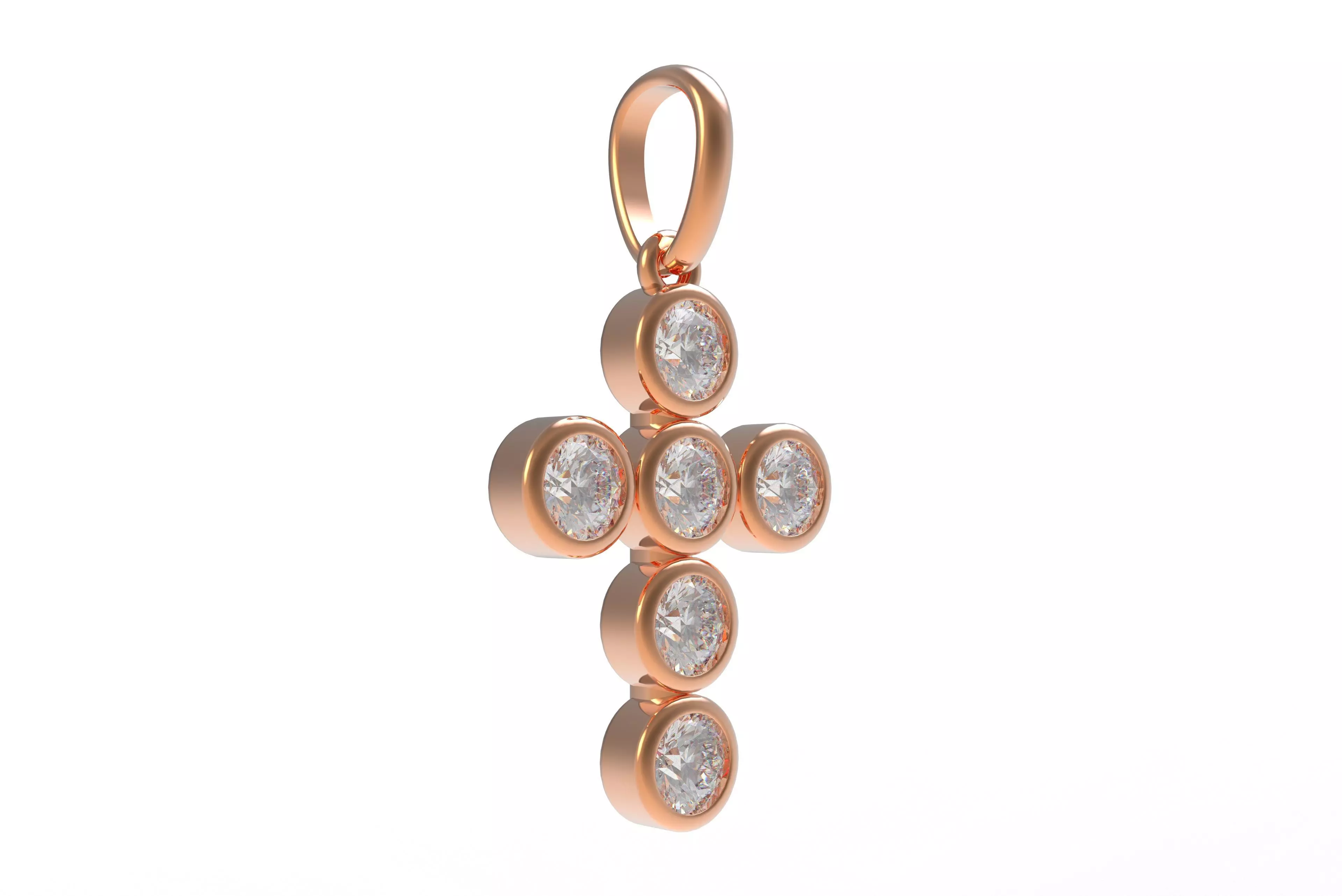 00005 Round Bezel Cross Pendant 3D print model_10