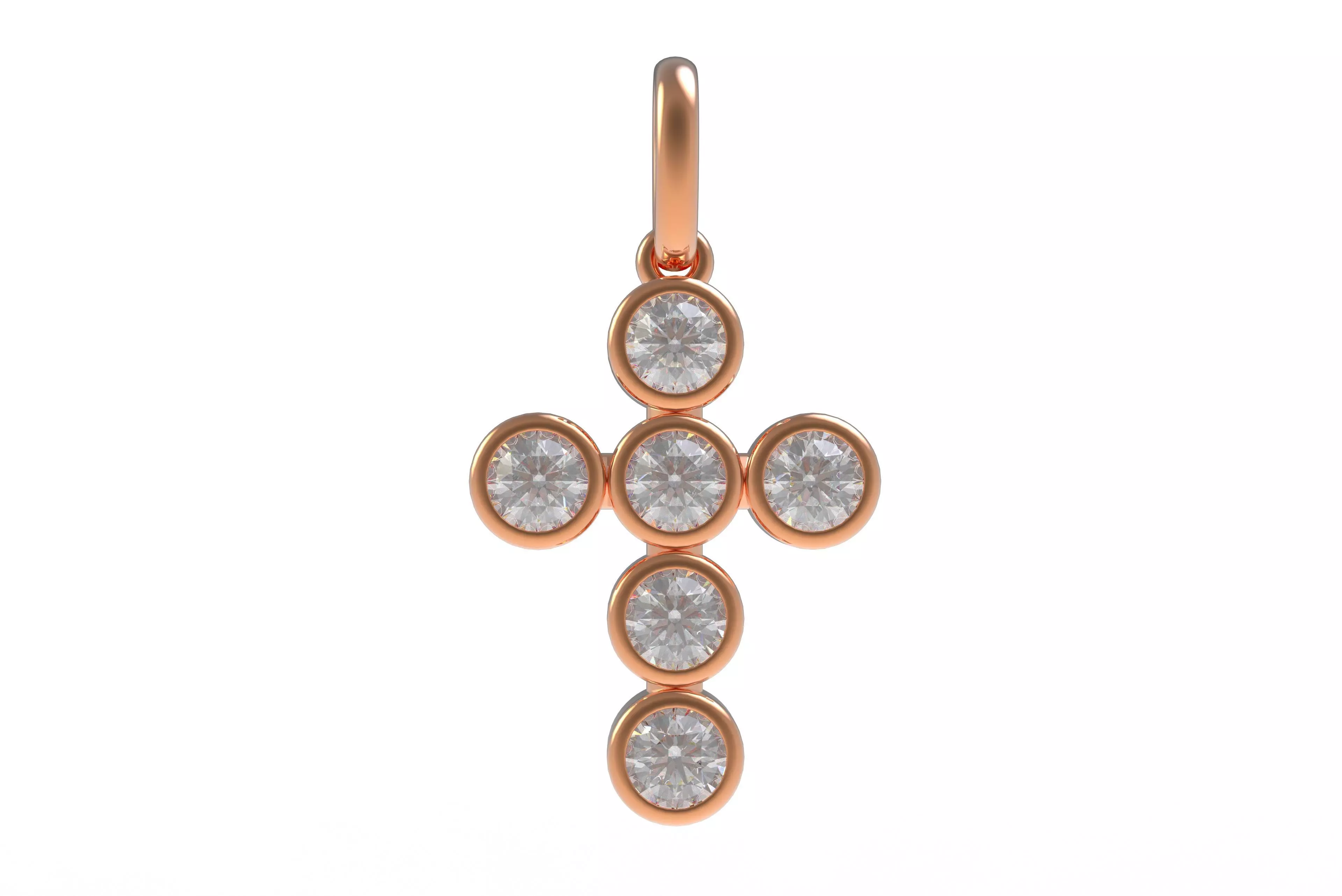 00005 Round Bezel Cross Pendant 3D print model_7