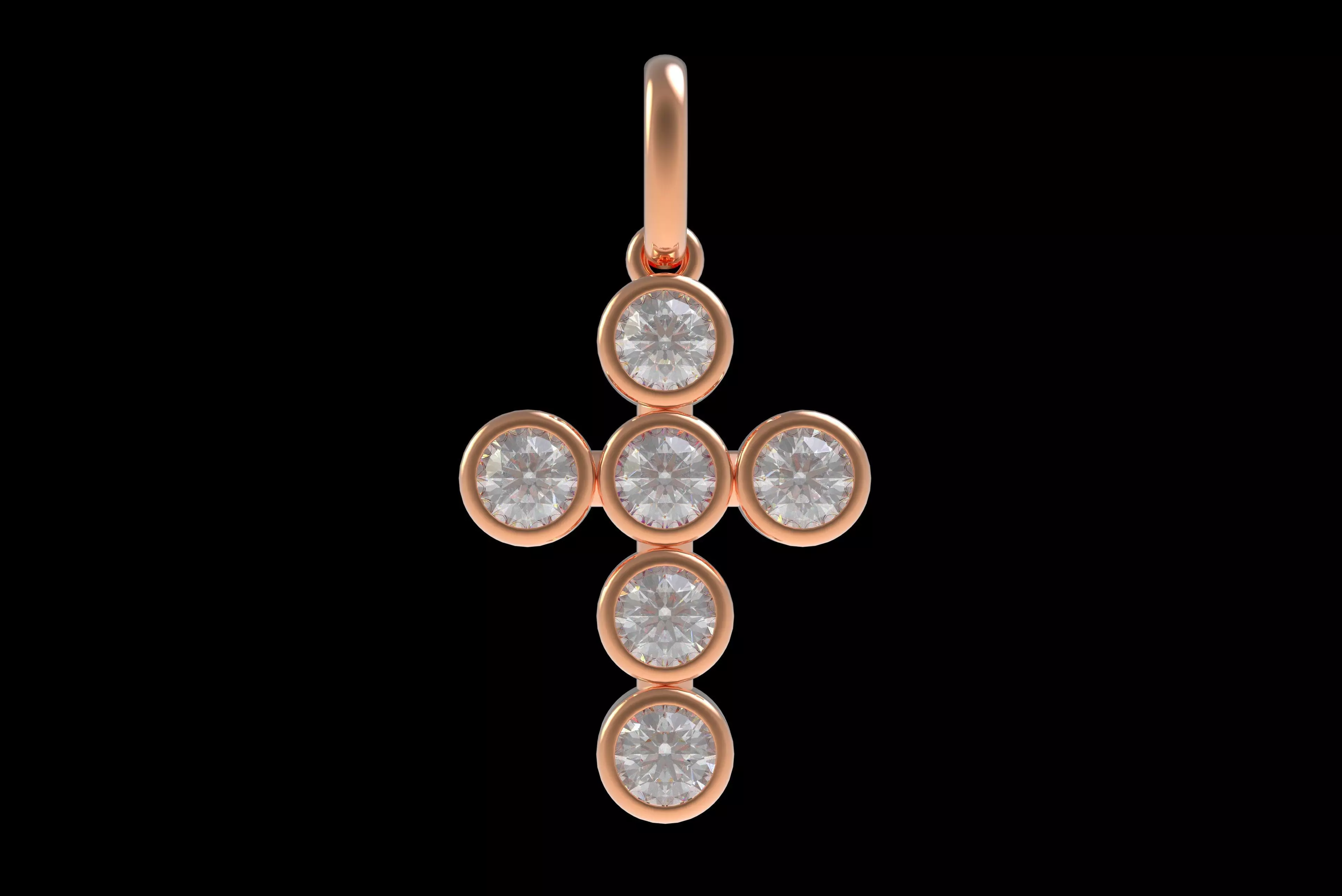 00005 Round Bezel Cross Pendant 3D print model_15