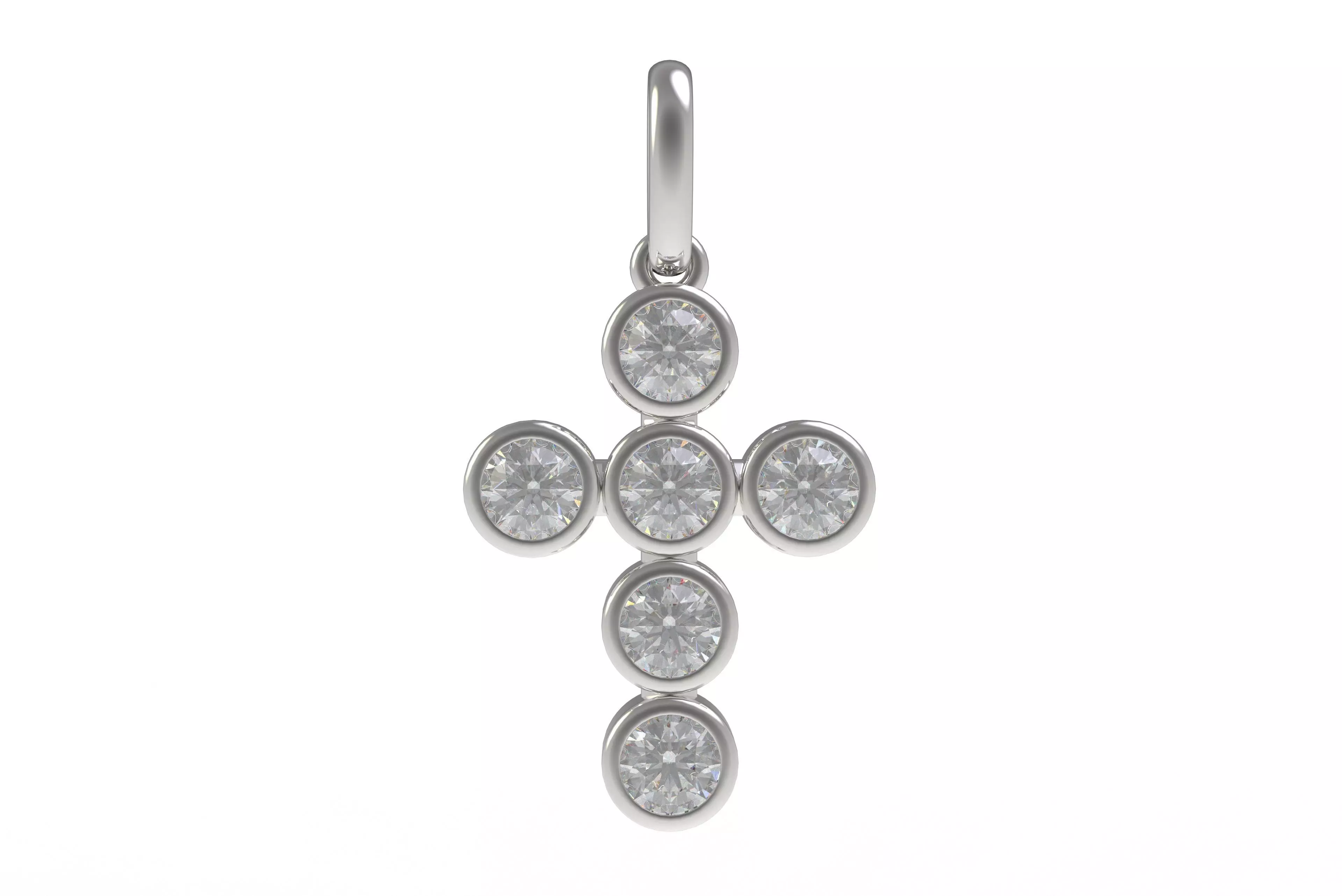 00005 Round Bezel Cross Pendant 3D print model_11