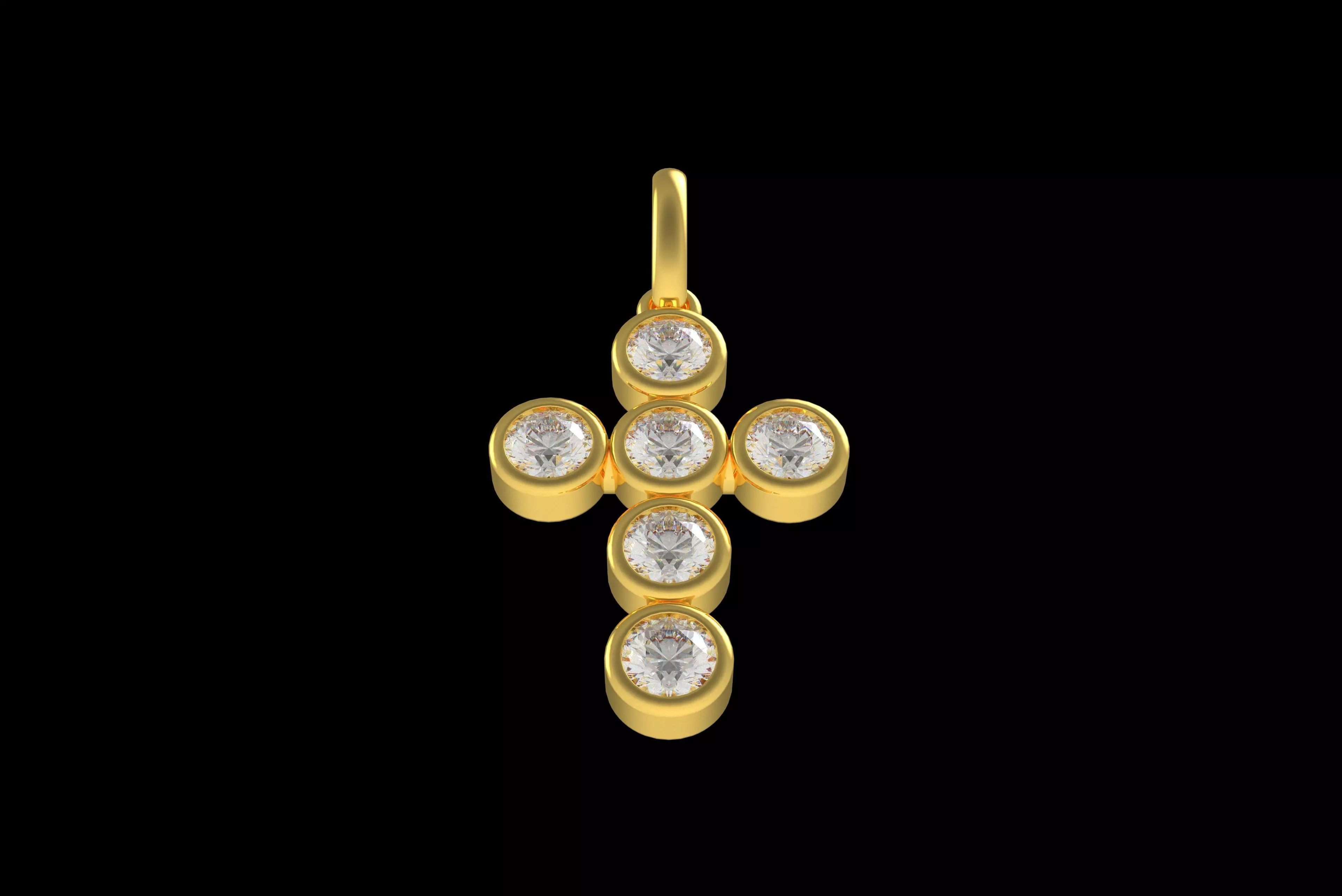 00005 Round Bezel Cross Pendant 3D print model_20