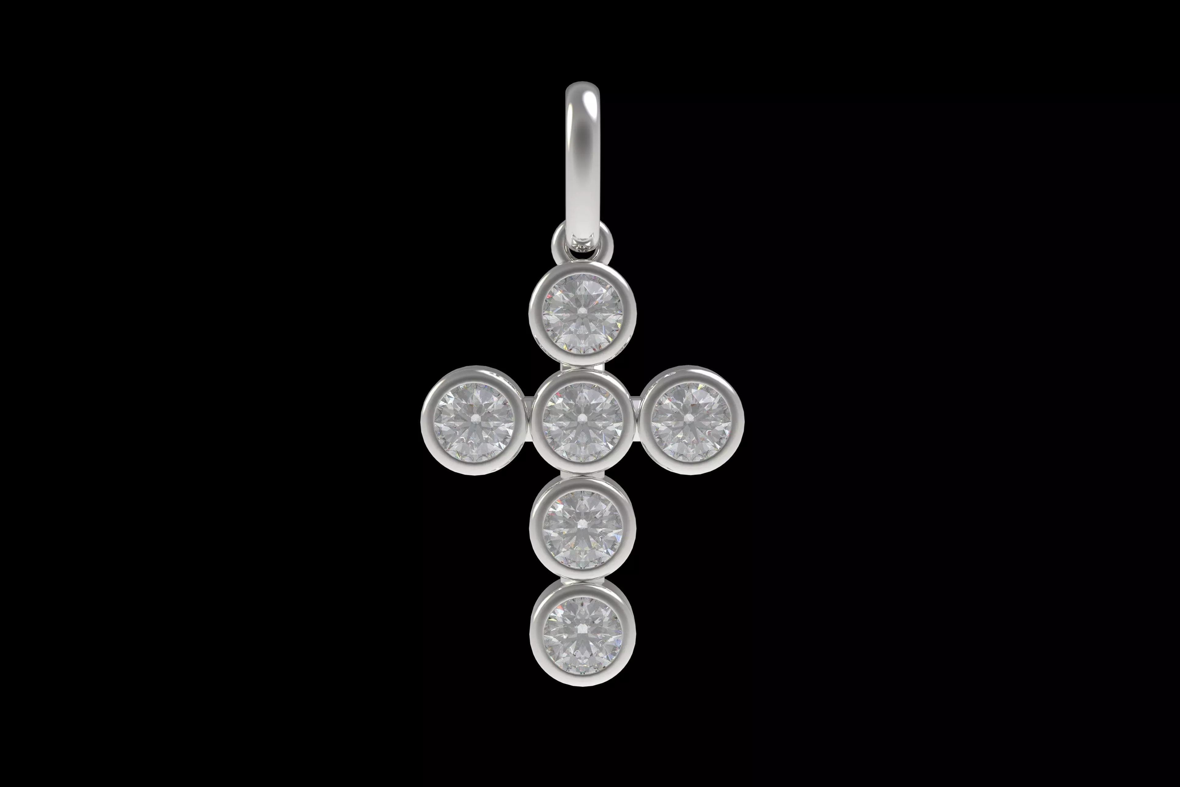 00005 Round Bezel Cross Pendant 3D print model_23