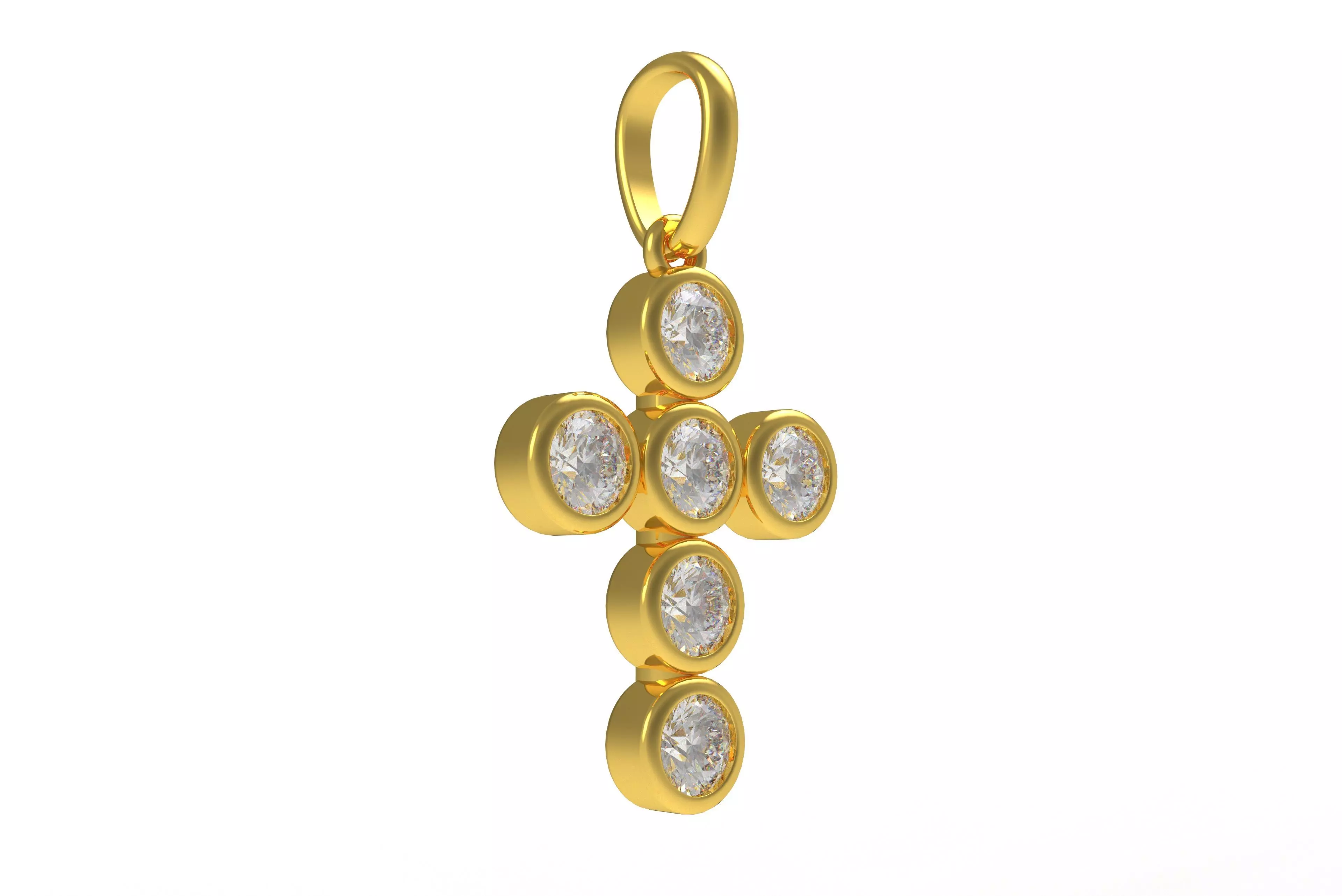 00005 Round Bezel Cross Pendant 3D print model_1