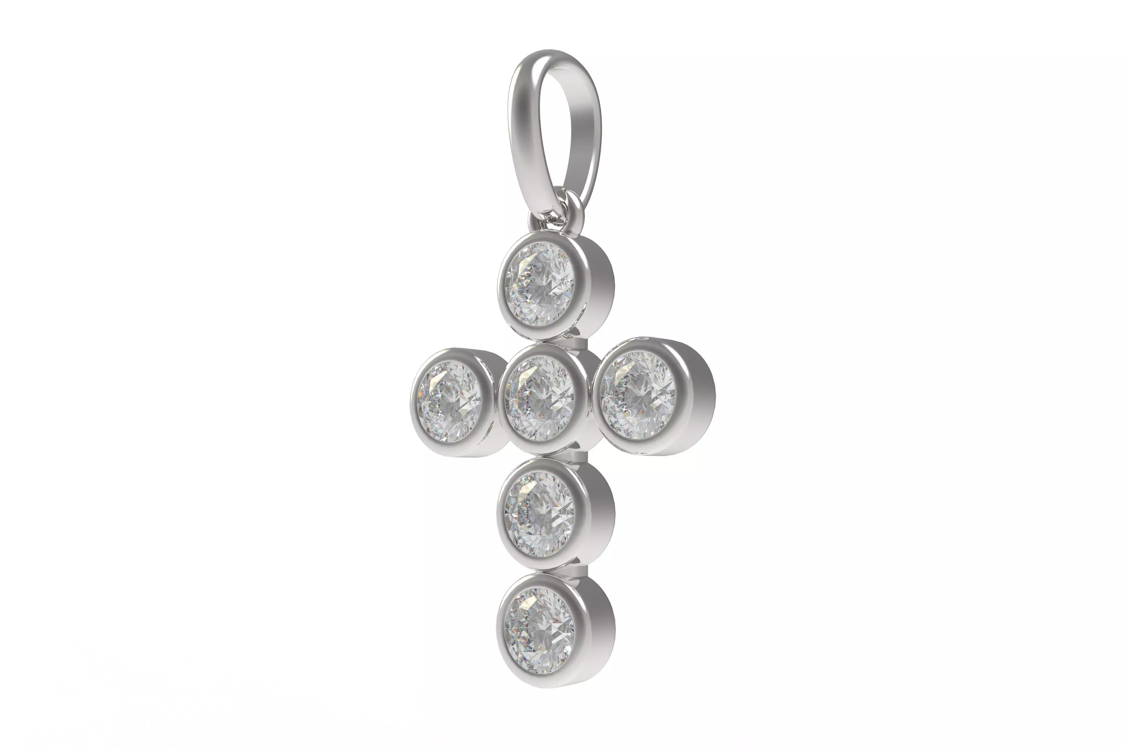 00005 Round Bezel Cross Pendant 3D print model_13