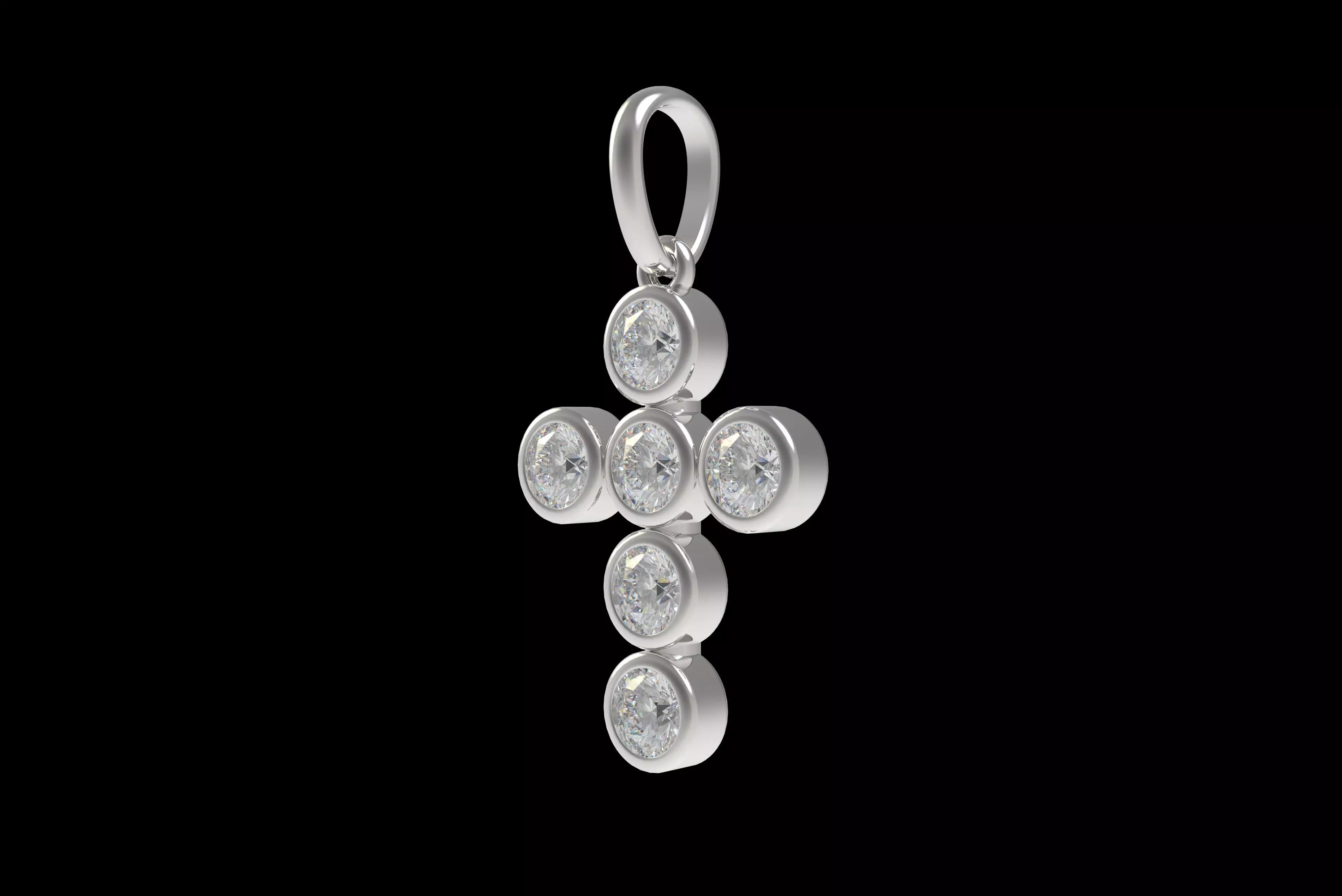 00005 Round Bezel Cross Pendant 3D print model_25