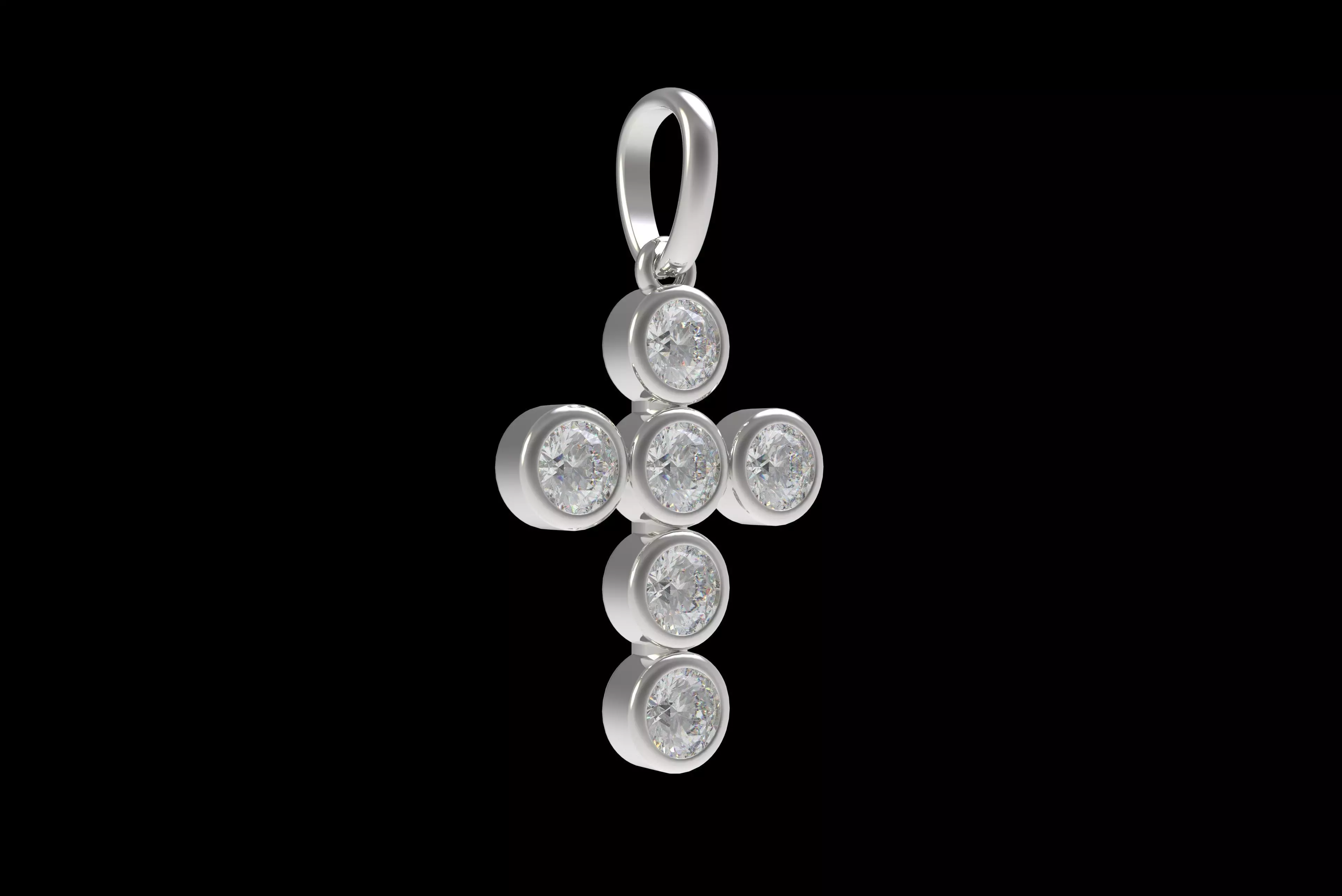 00005 Round Bezel Cross Pendant 3D print model_26