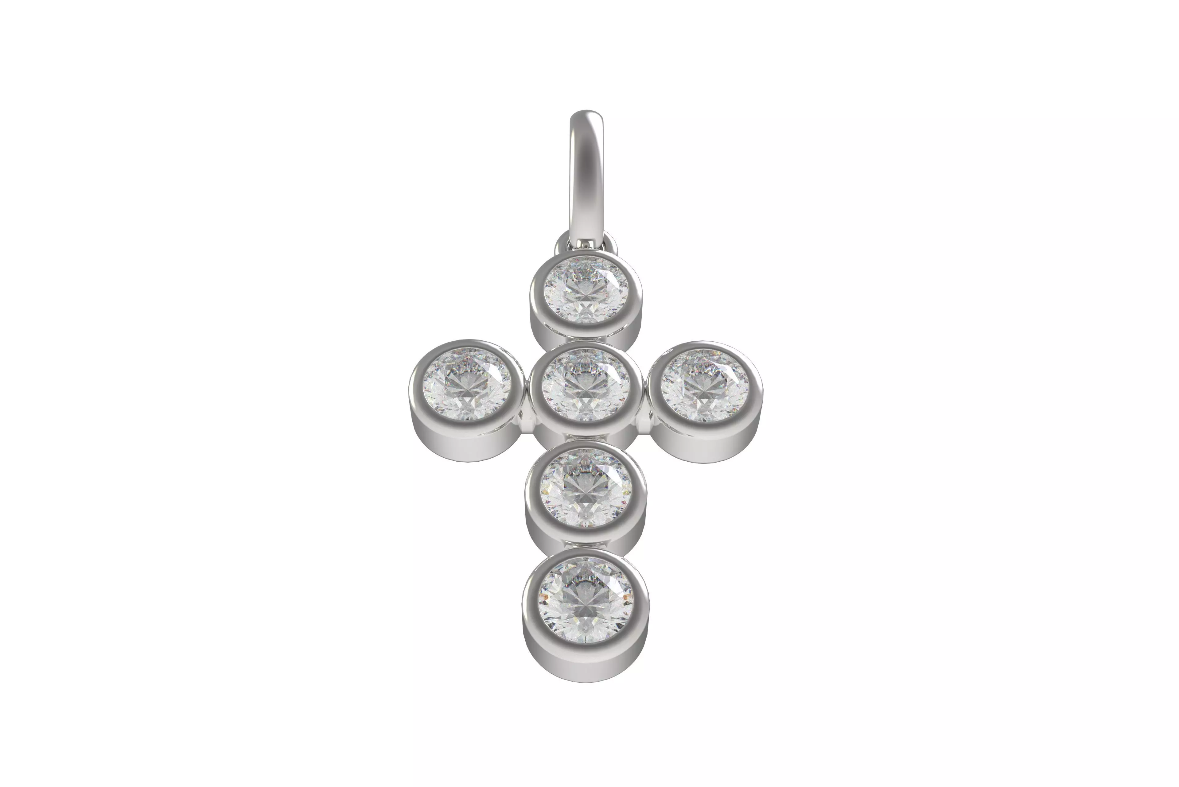 00005 Round Bezel Cross Pendant 3D print model_12