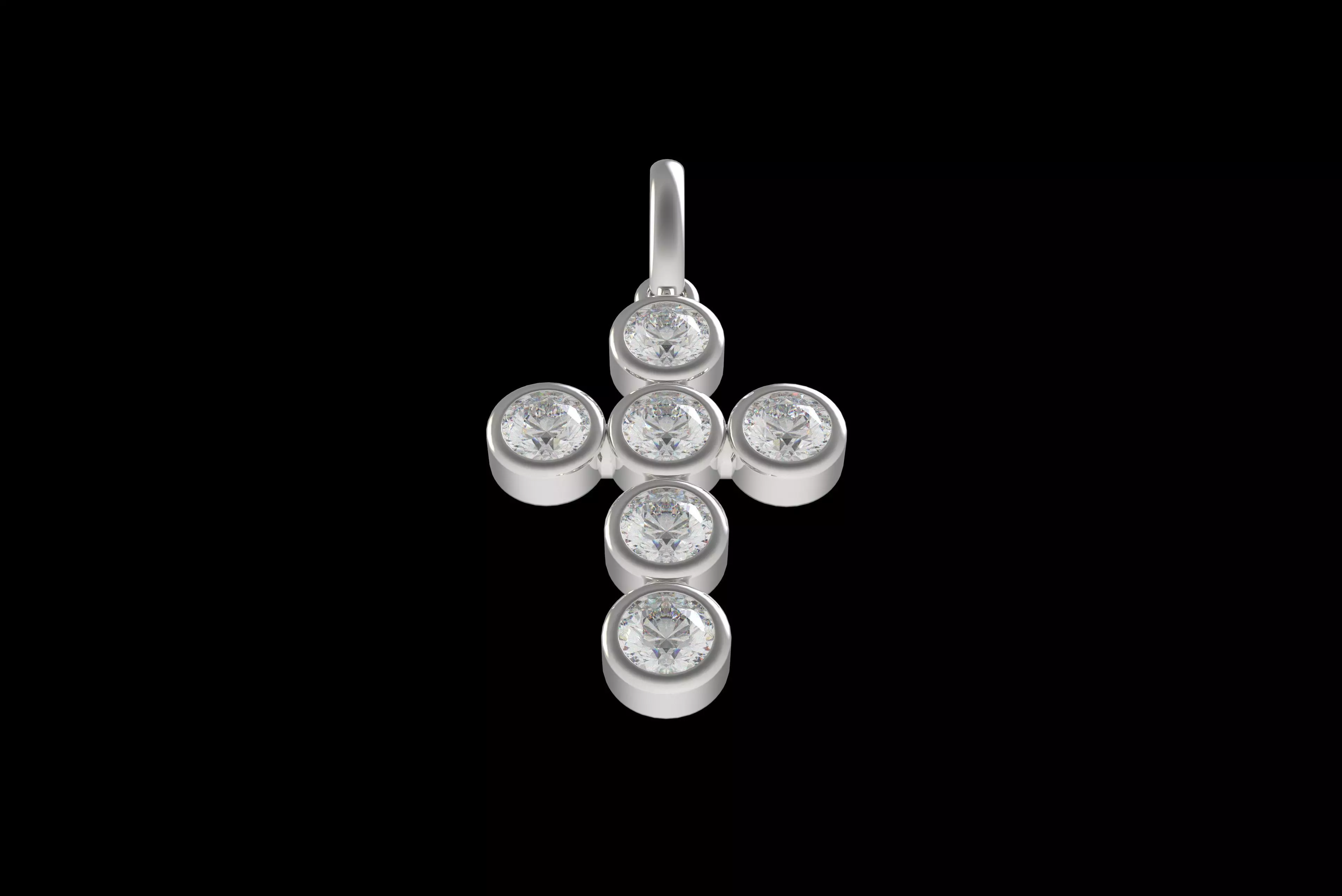 00005 Round Bezel Cross Pendant 3D print model_24