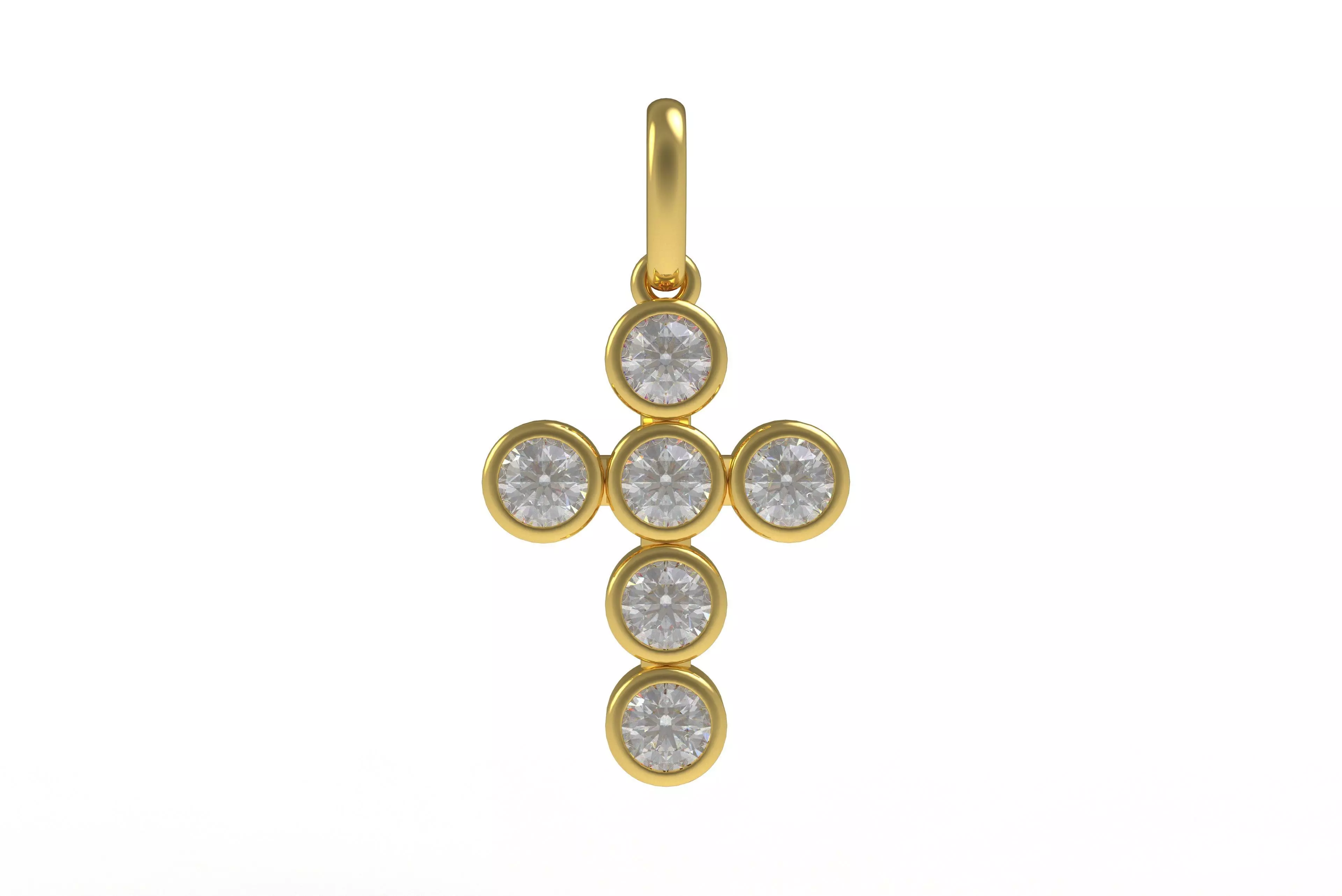 00005 Round Bezel Cross Pendant 3D print model_0
