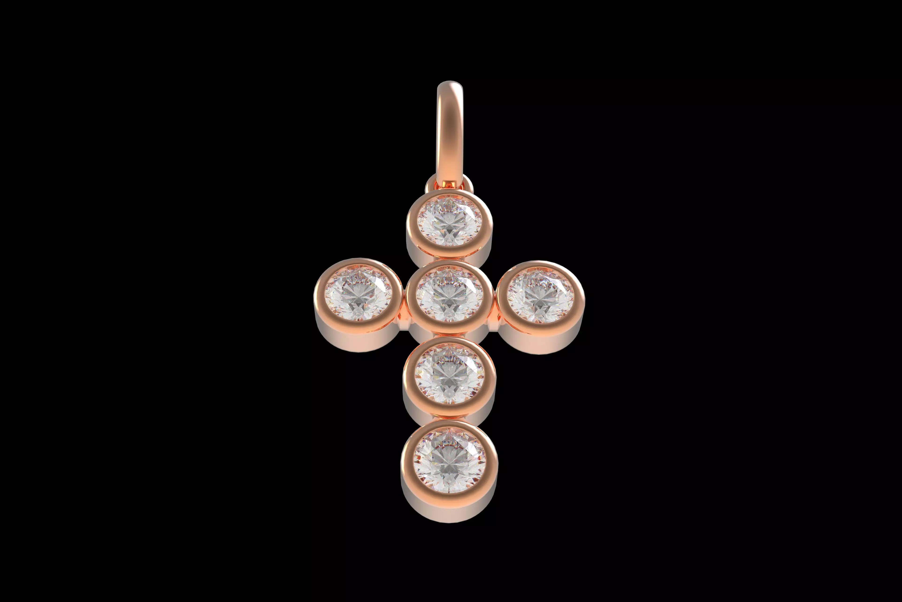 00005 Round Bezel Cross Pendant 3D print model_16