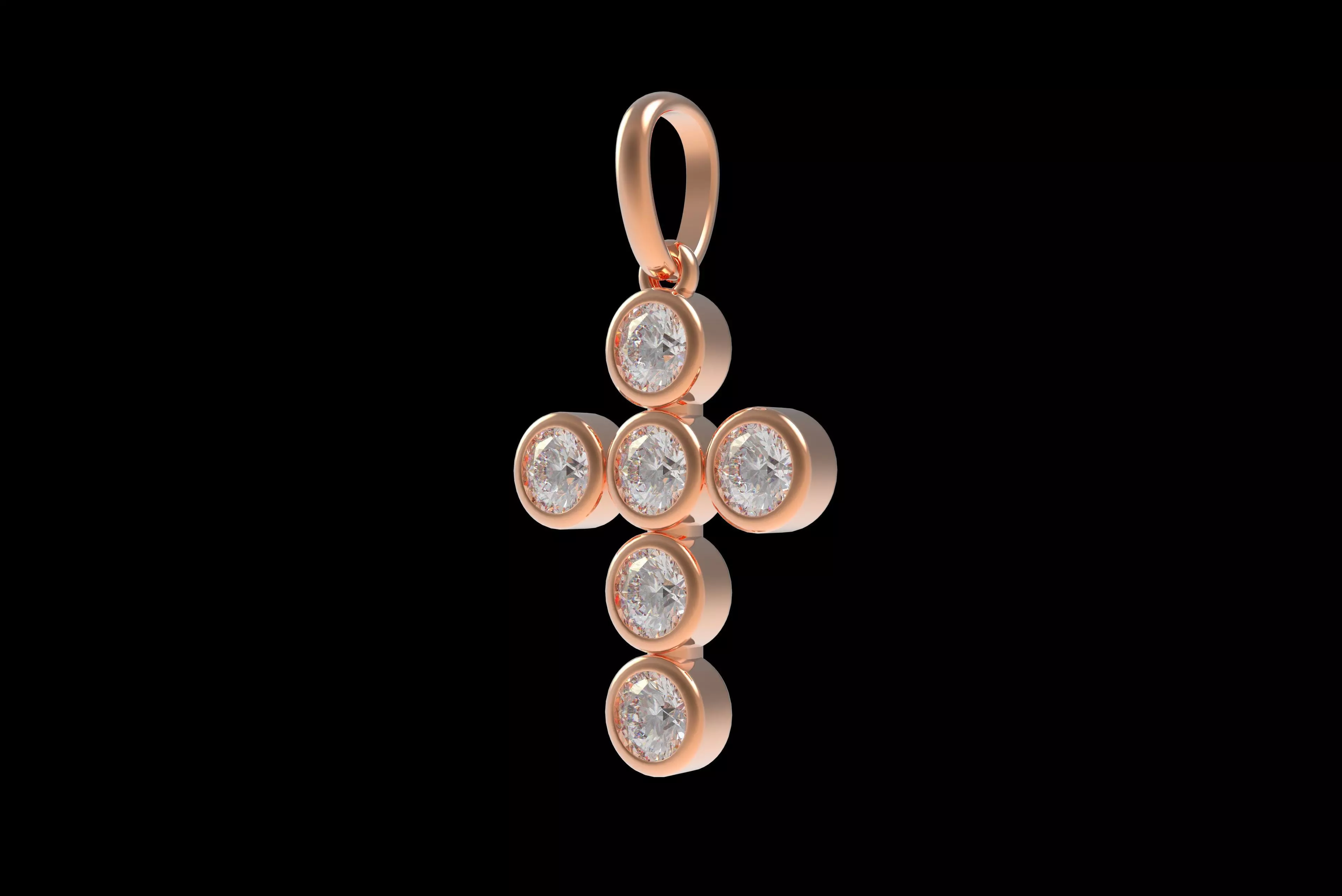 00005 Round Bezel Cross Pendant 3D print model_17