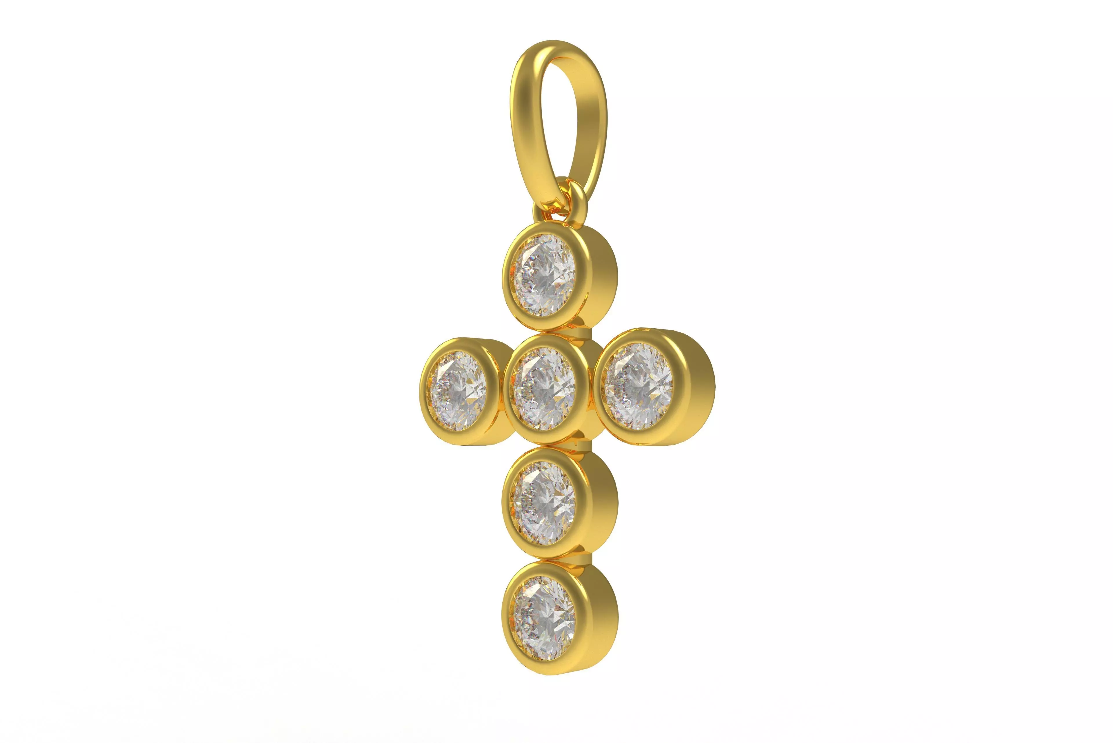 00005 Round Bezel Cross Pendant 3D print model_2