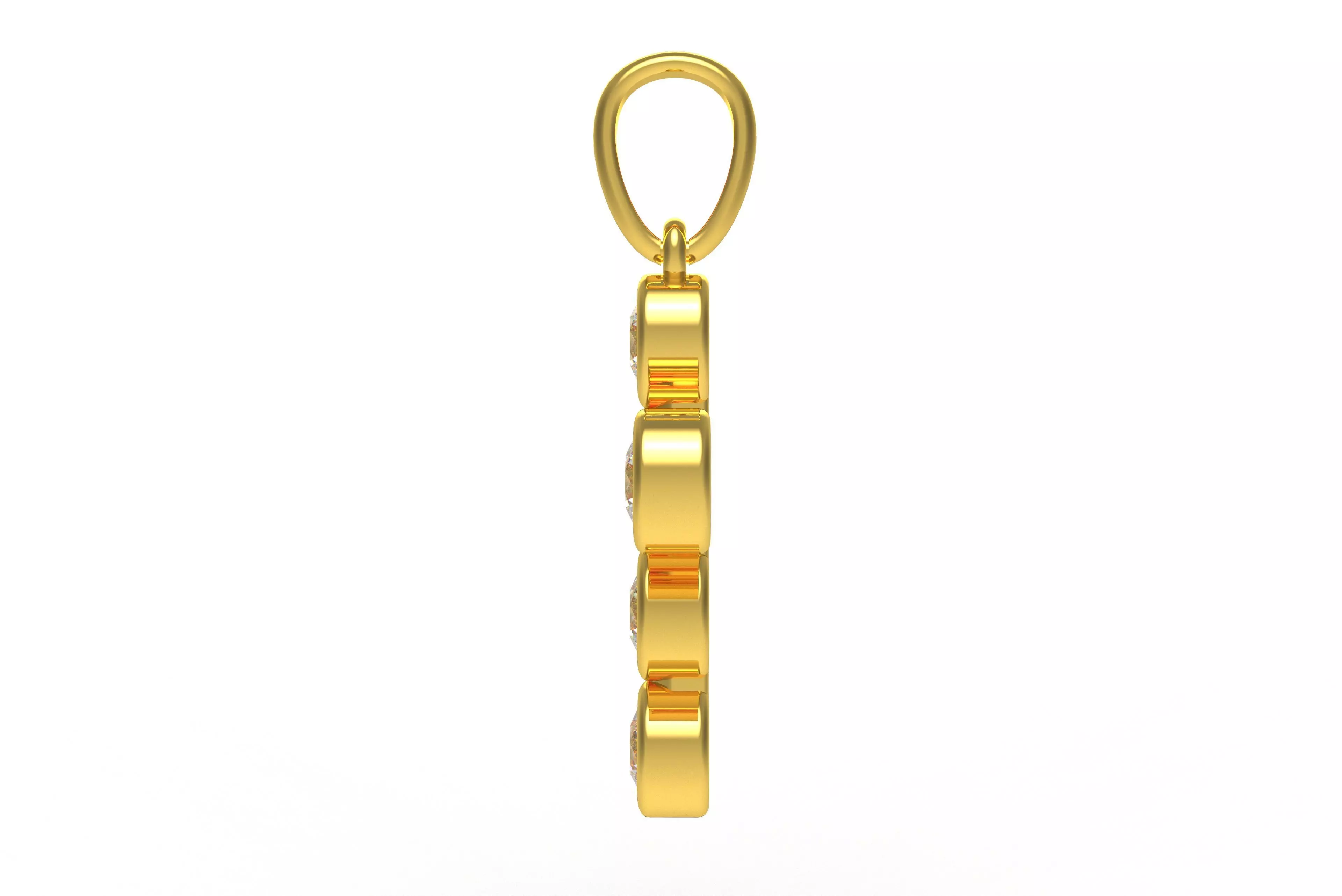 00005 Round Bezel Cross Pendant 3D print model_5