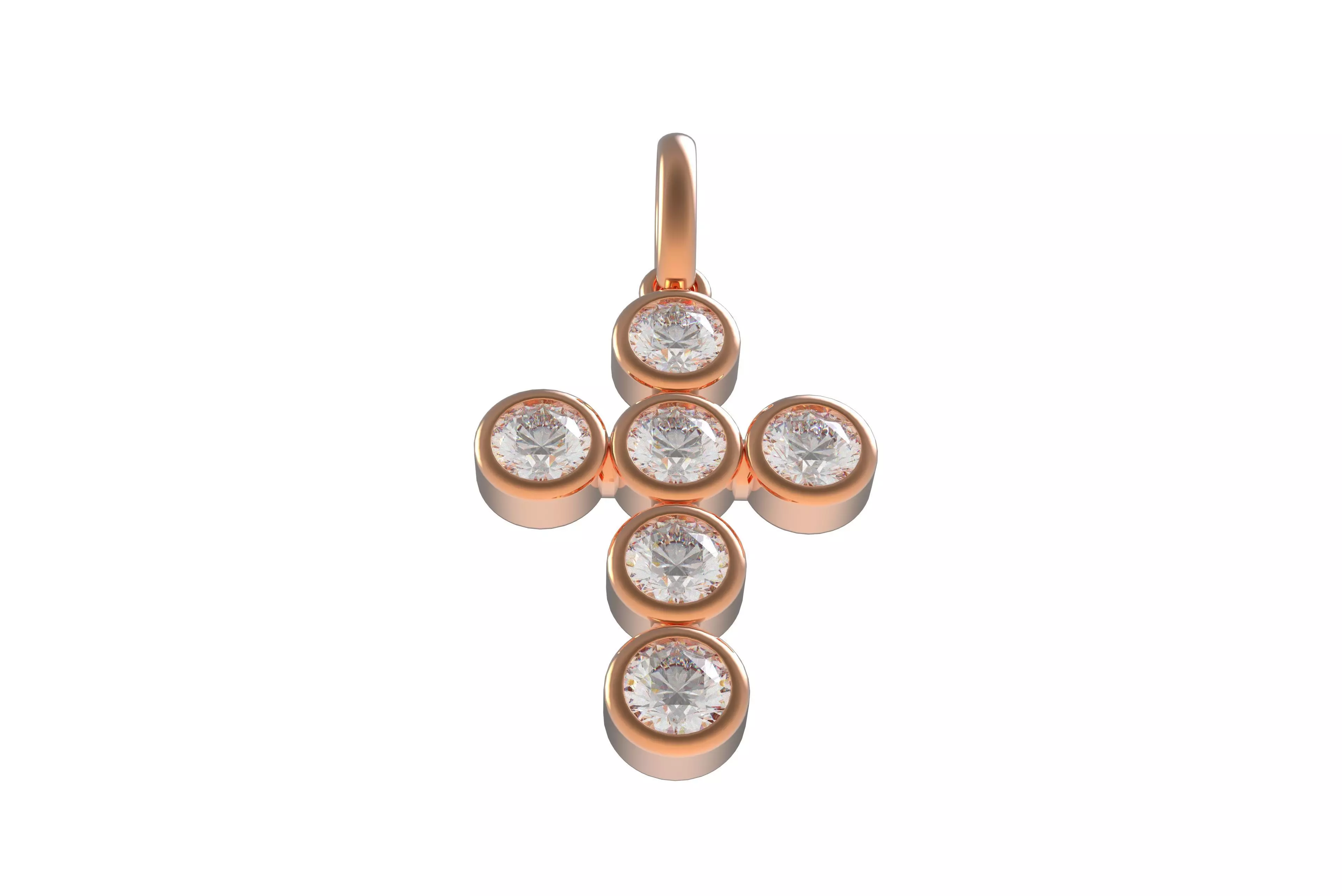 00005 Round Bezel Cross Pendant 3D print model_8