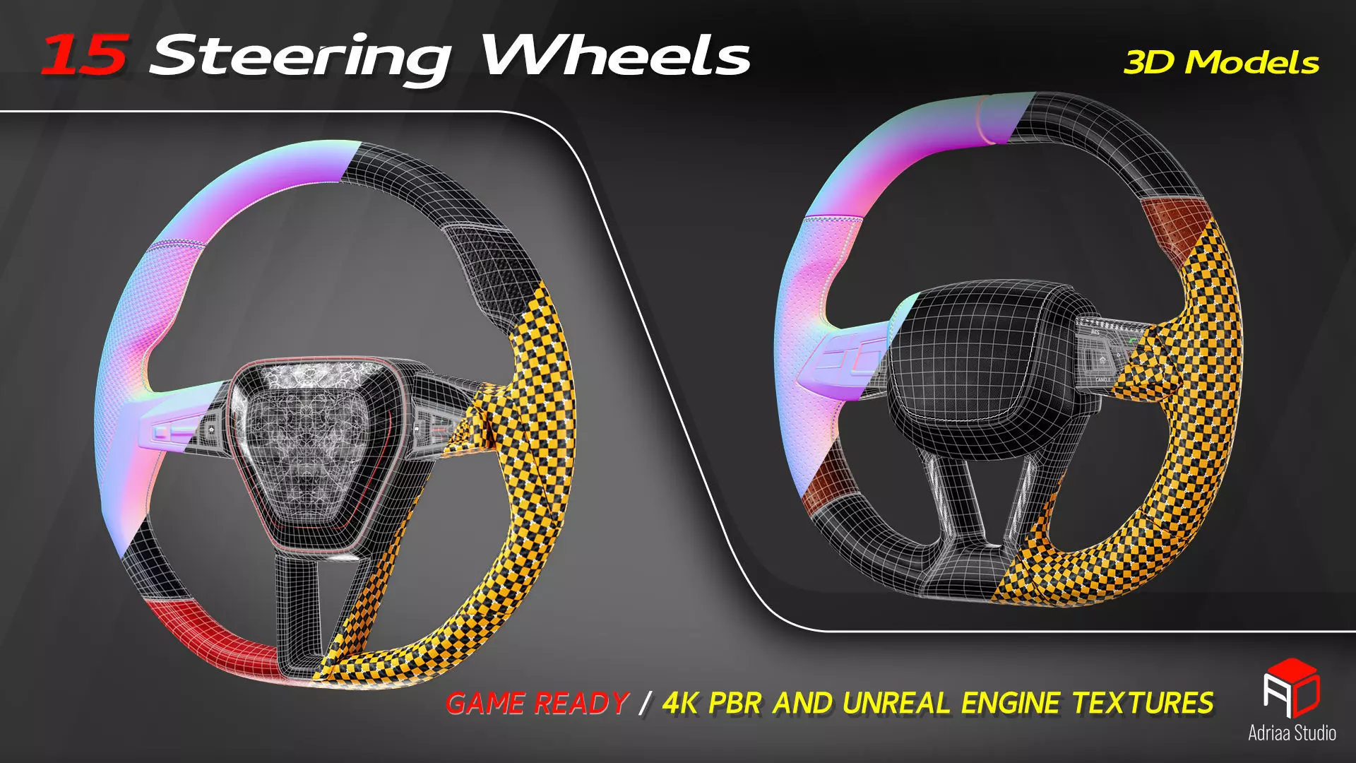 15 Steering Wheel Low-poly 3D model_19