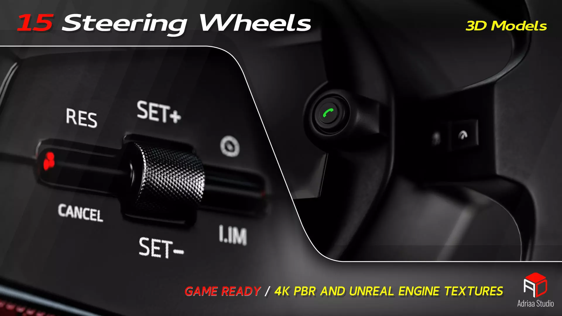 15 Steering Wheel Low-poly 3D model_15