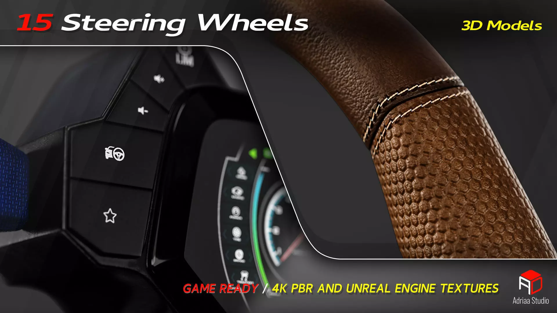 15 Steering Wheel Low-poly 3D model_17