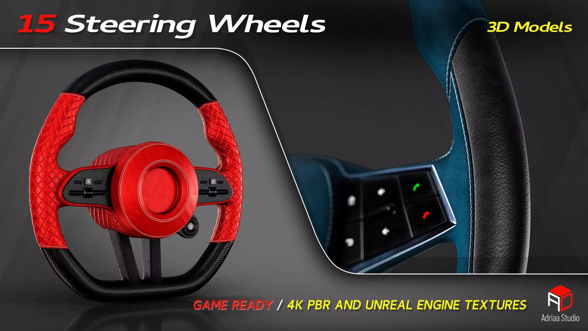 15 Steering Wheel Low-poly 3D model_10