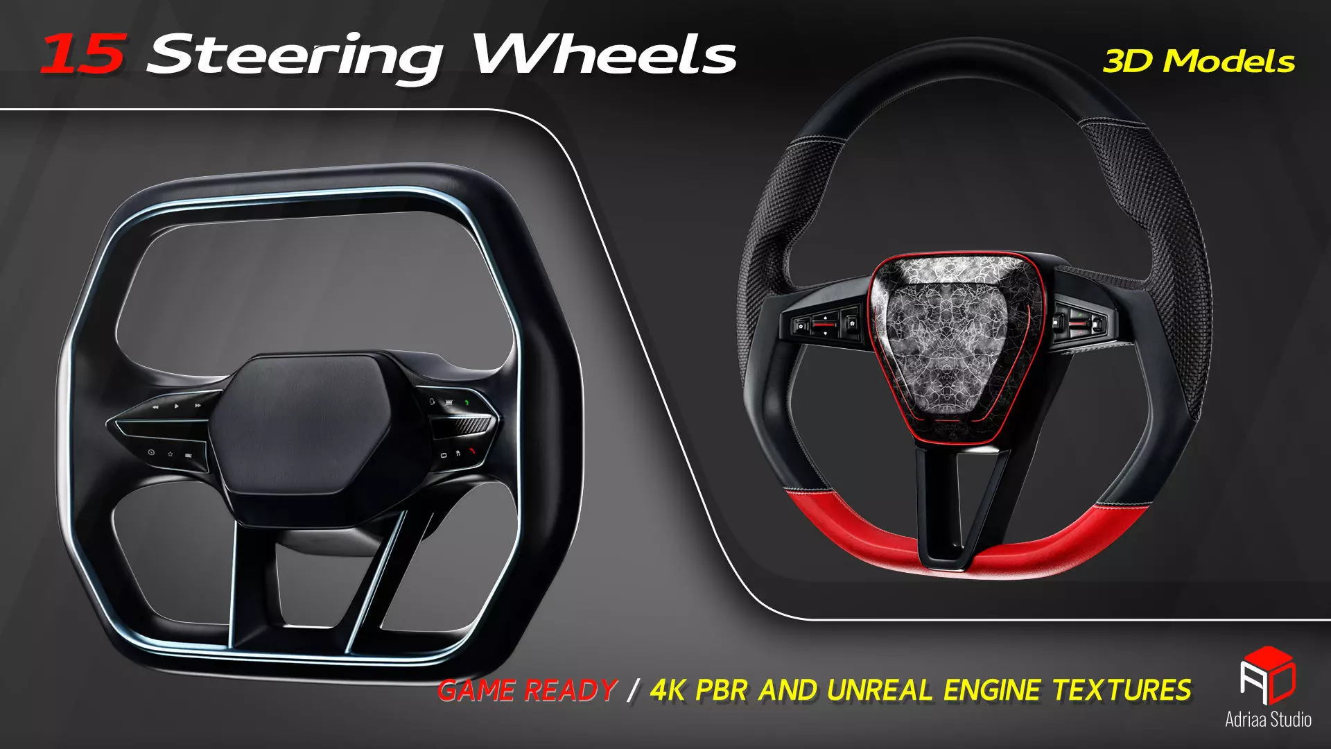 15 Steering Wheel Low-poly 3D model_12