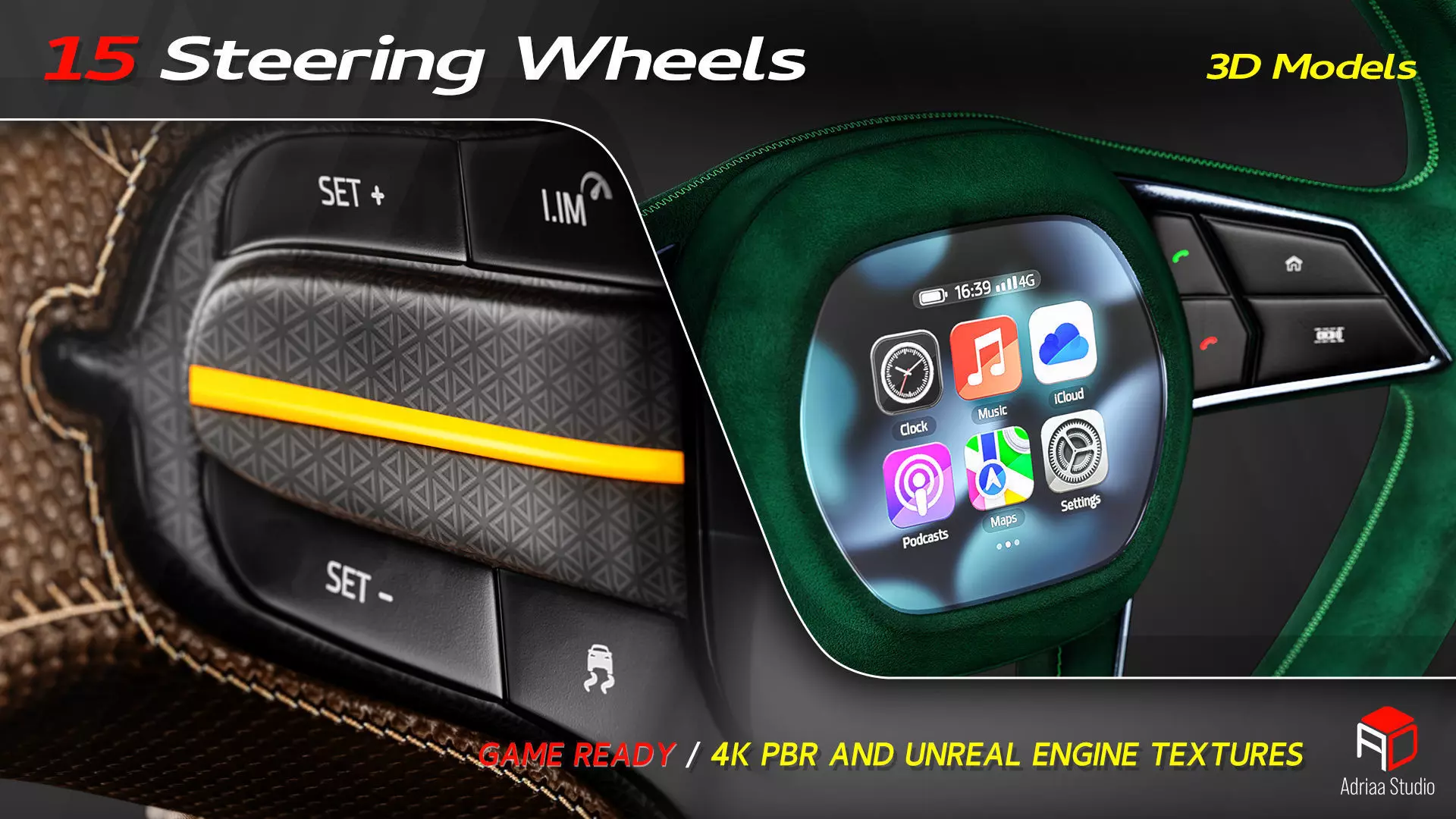 15 Steering Wheel Low-poly 3D model_16