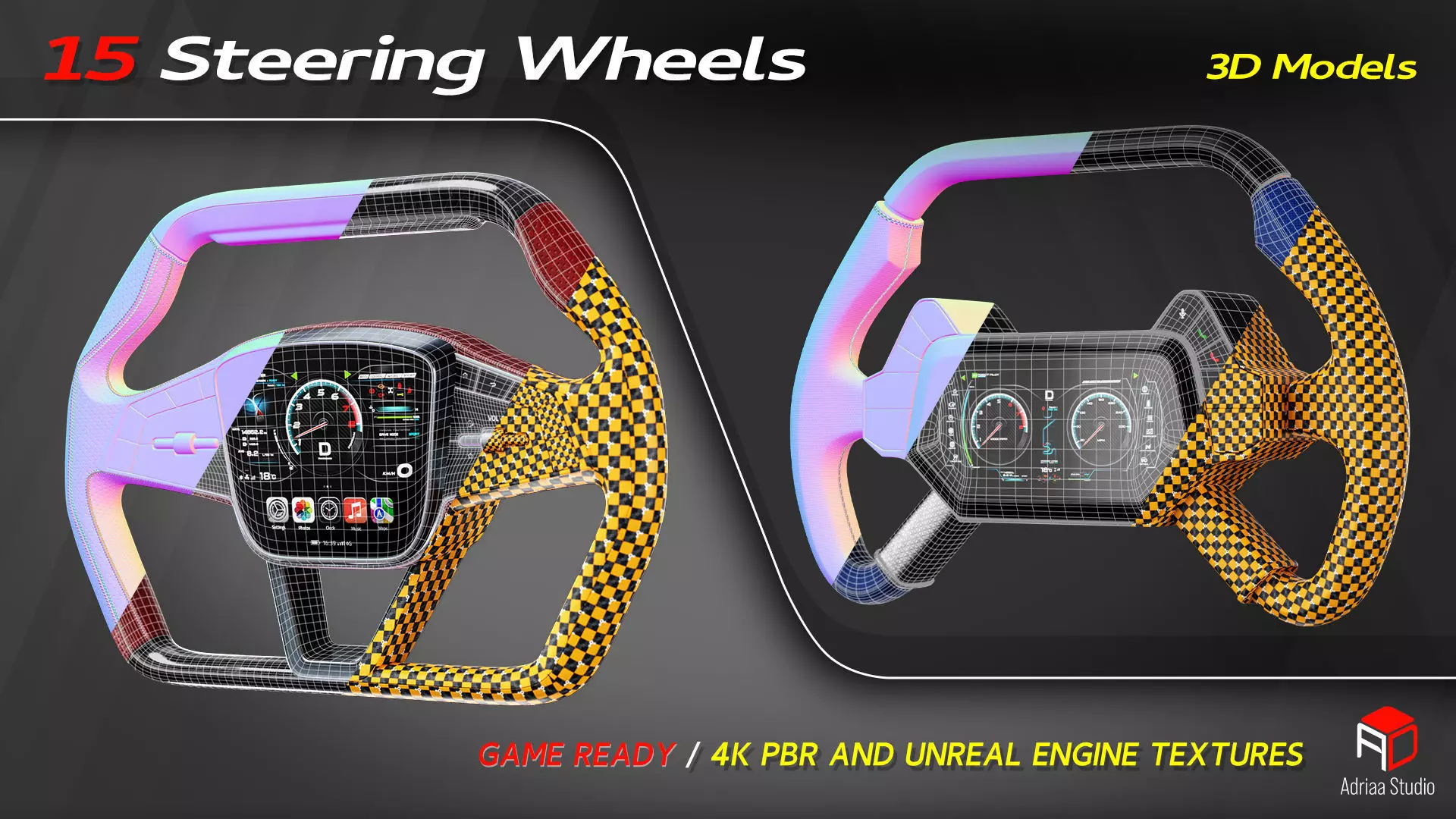15 Steering Wheel Low-poly 3D model_18