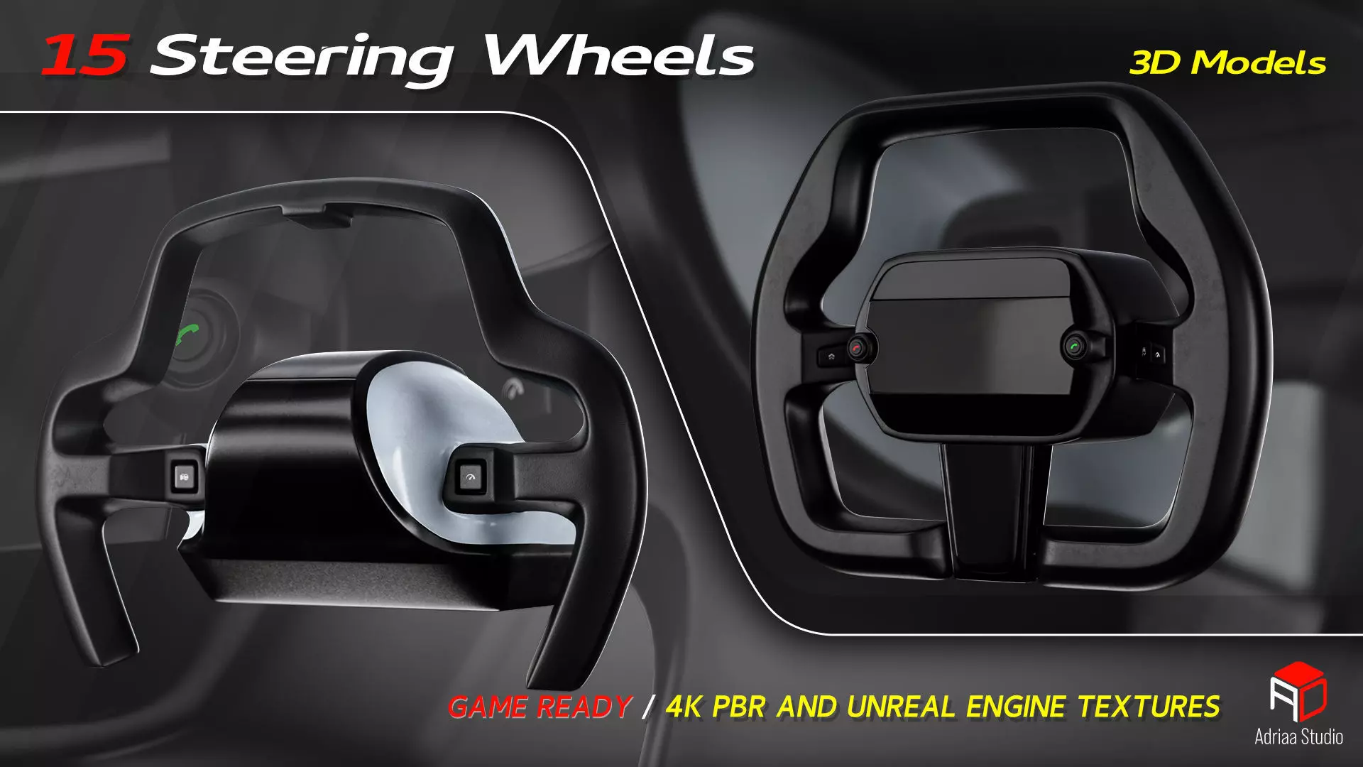 15 Steering Wheel Low-poly 3D model_14
