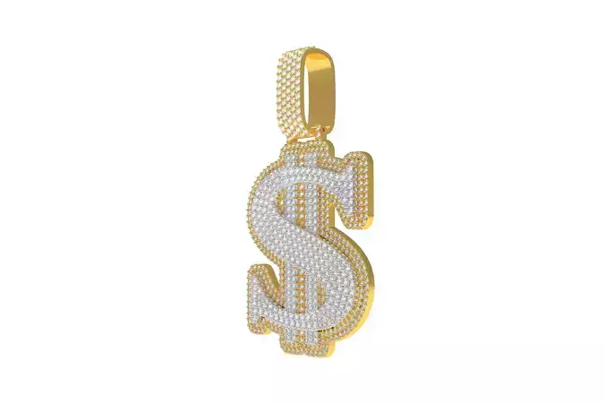 00007 Fully Iced Out Dollar Sign Hip Hop Pendant