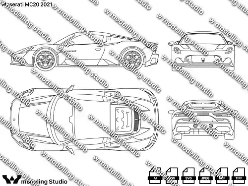 Maserati MC20 2021 blueprint