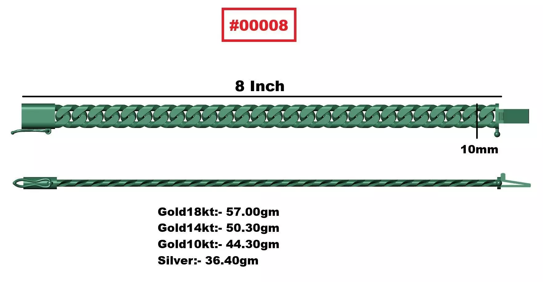 00008 Cuban Chain Bracelet 3D print model_3