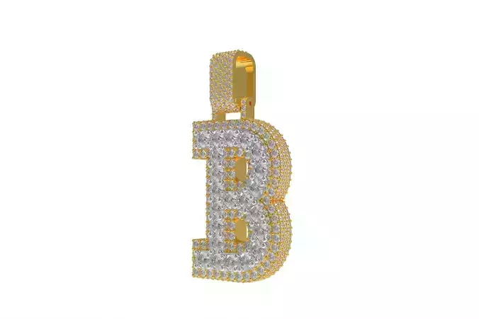 00009 Letter B Iced Out Hip Hop Pendant