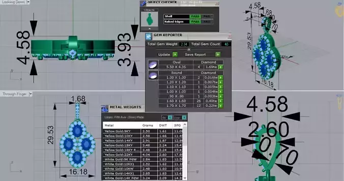 White Gold stl 3dm Pendant with Sapphire and Diamond jp0305